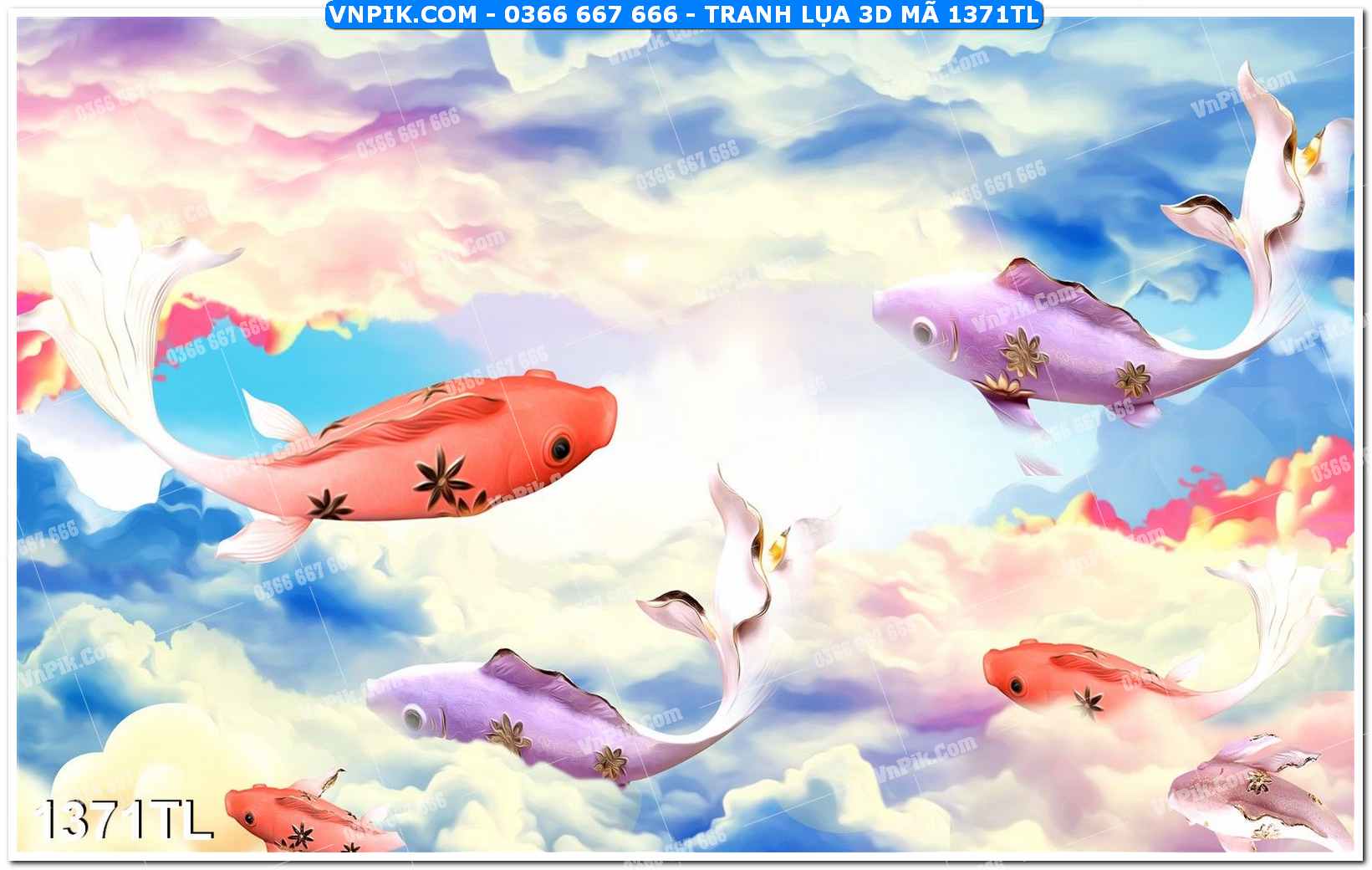 Tranh lụa 3D – Tranh trang trí dán tường 1371TL