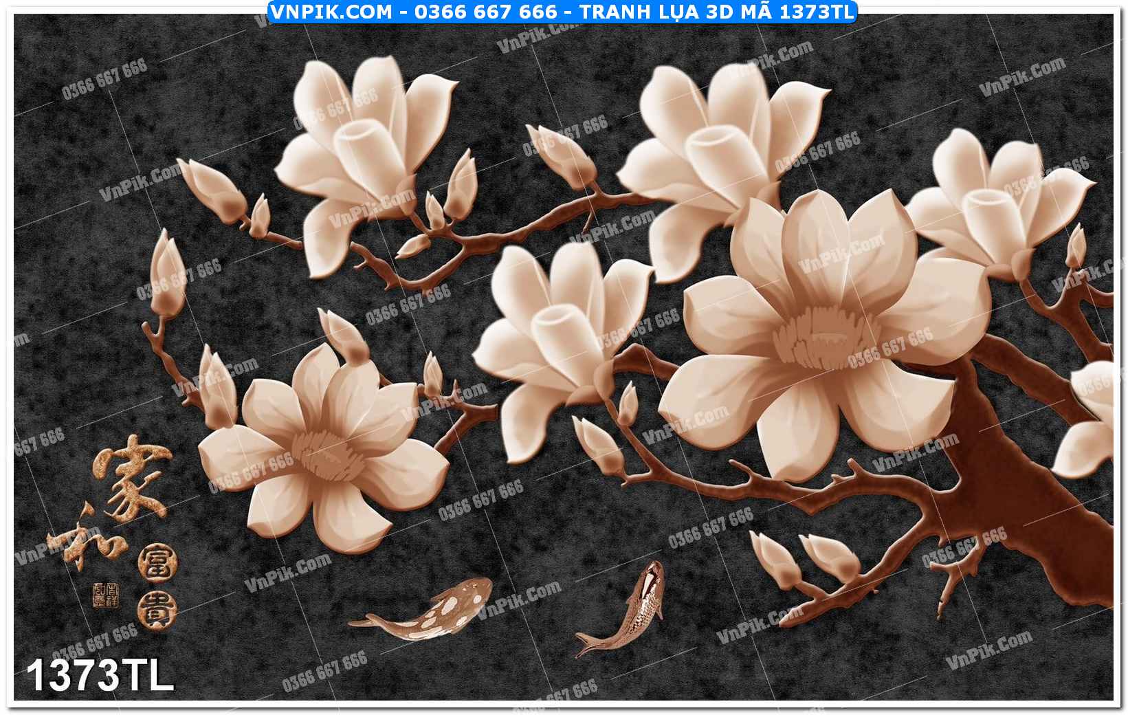 Tranh lụa 3D – Tranh trang trí dán tường 1373TL