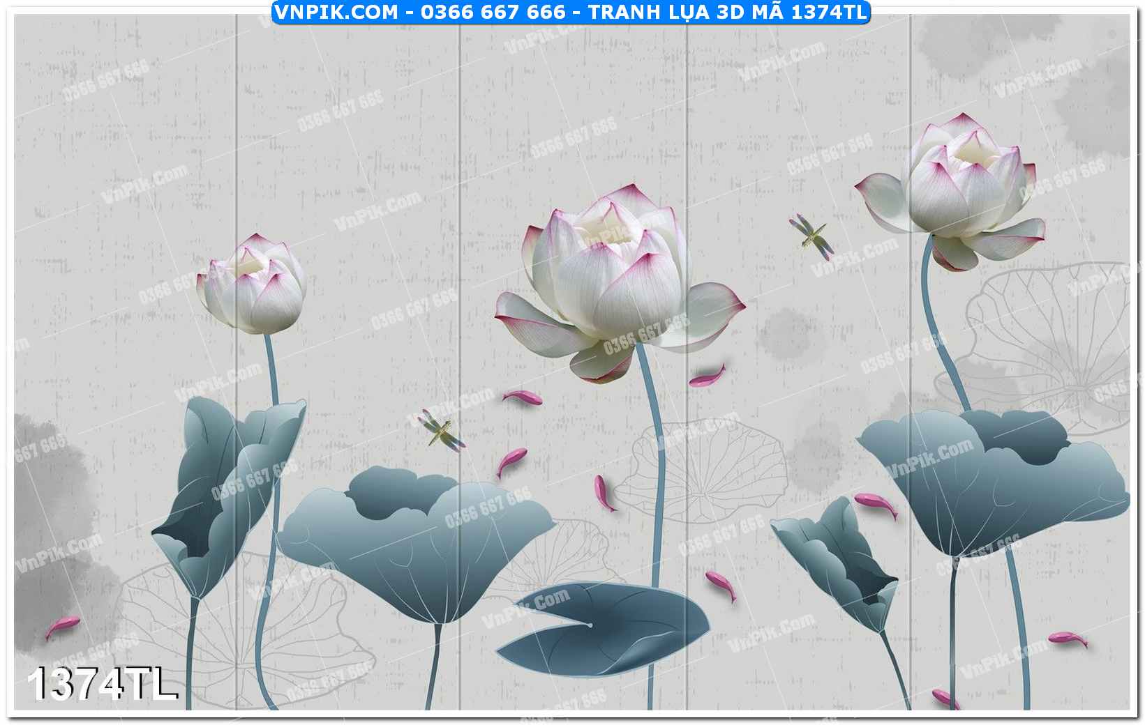 Tranh lụa 3D – Tranh trang trí dán tường 1374TL