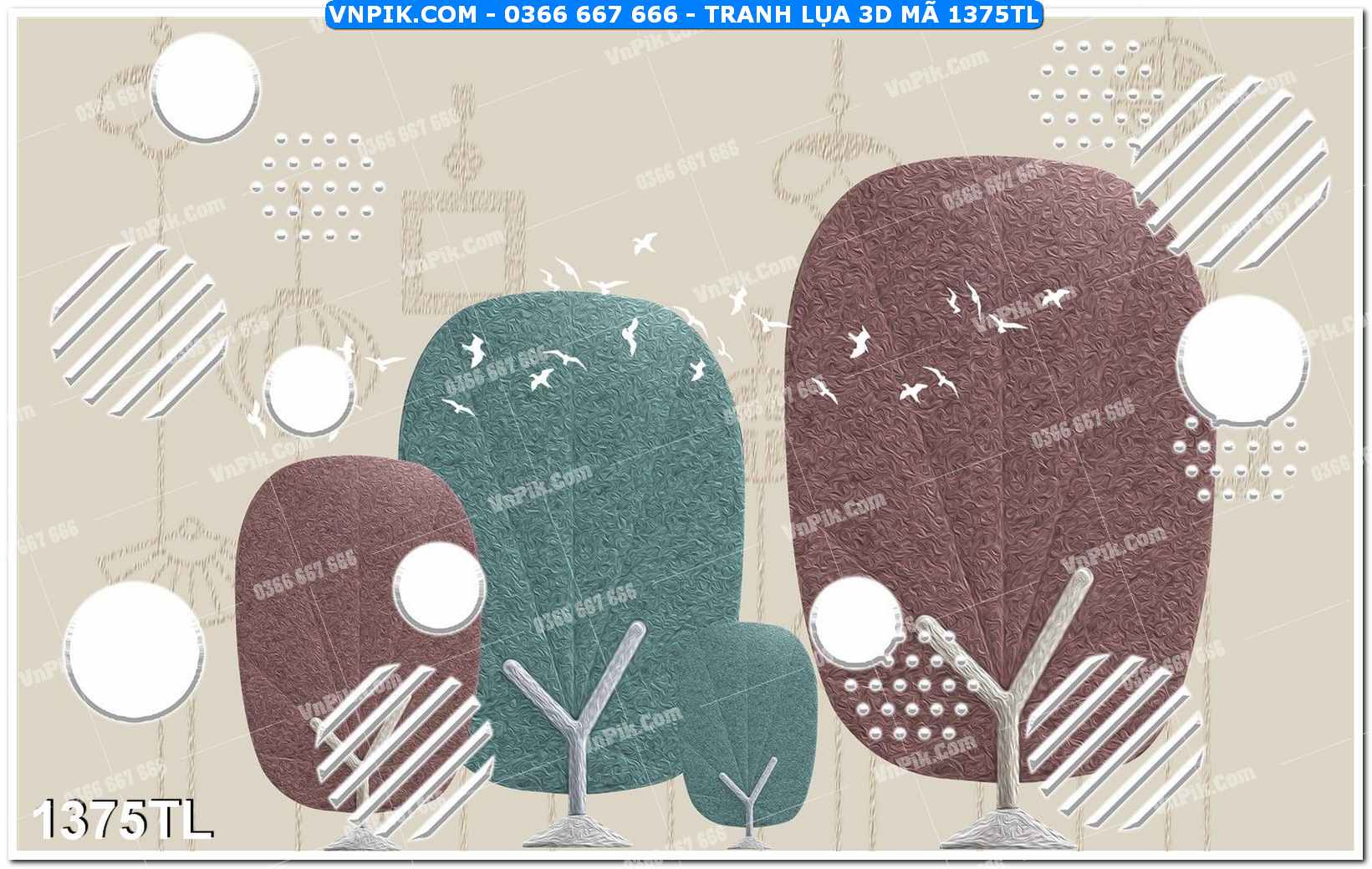 Tranh lụa 3D – Tranh trang trí dán tường 1375TL