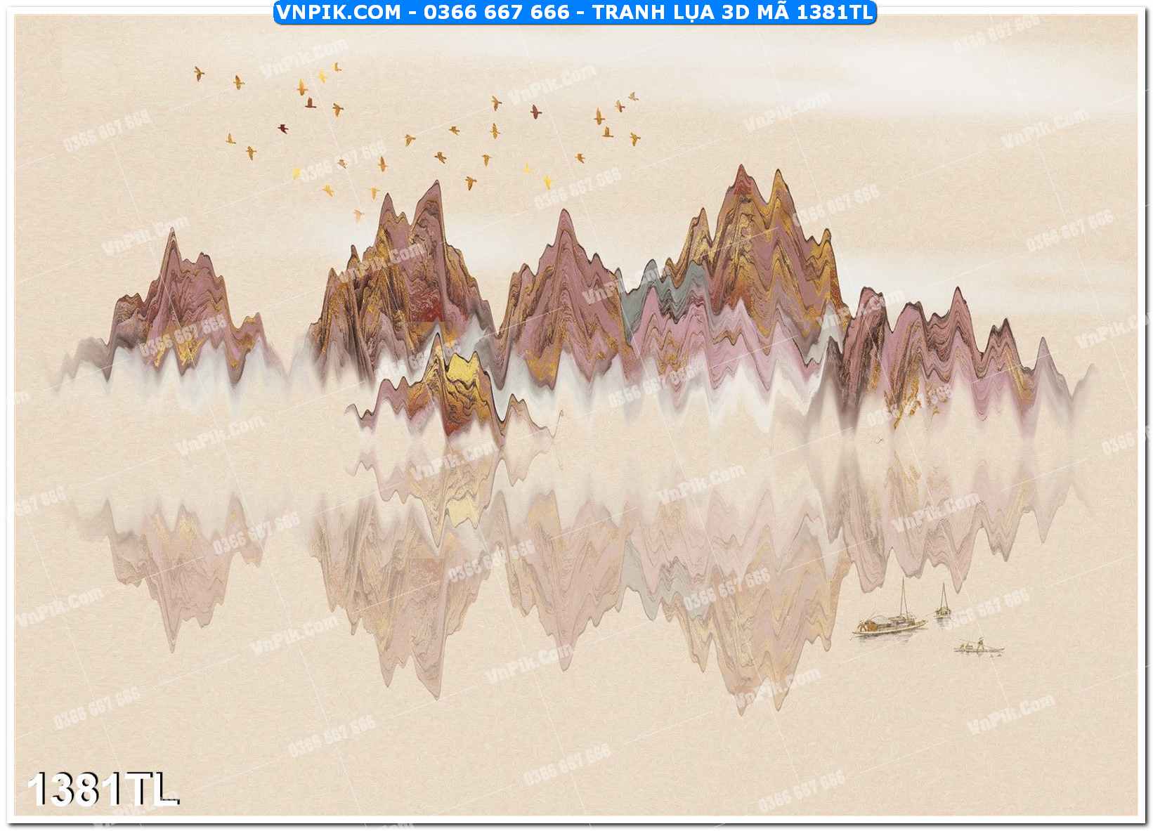 Tranh lụa 3D – Tranh trang trí dán tường 1381TL