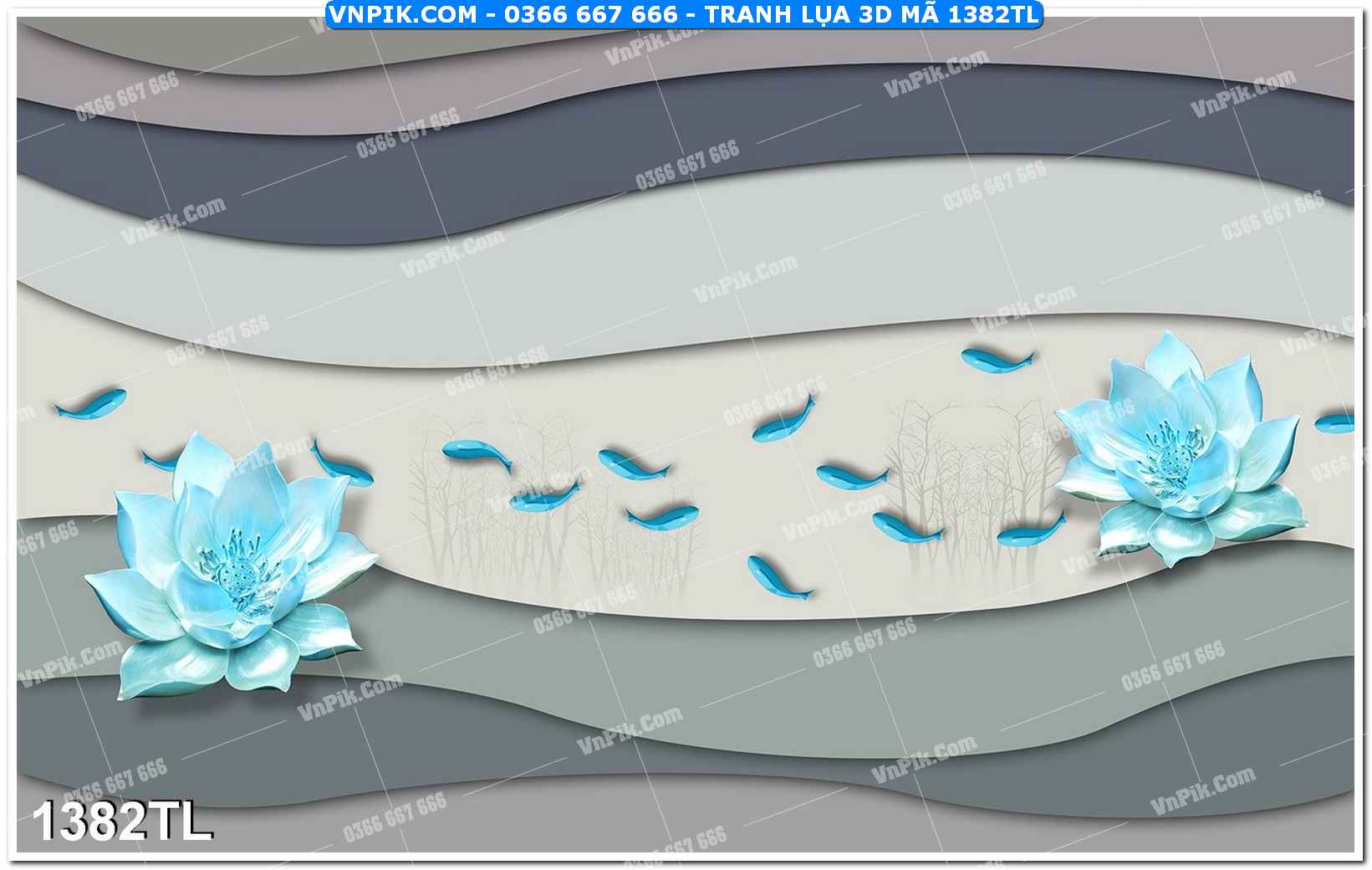Tranh lụa 3D – Tranh trang trí dán tường 1382TL