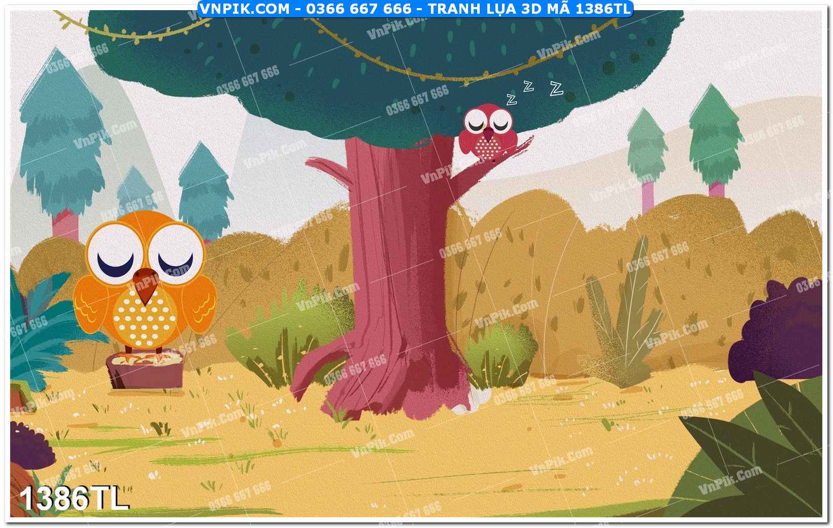 Tranh lụa 3D – Tranh trang trí dán tường 1386TL