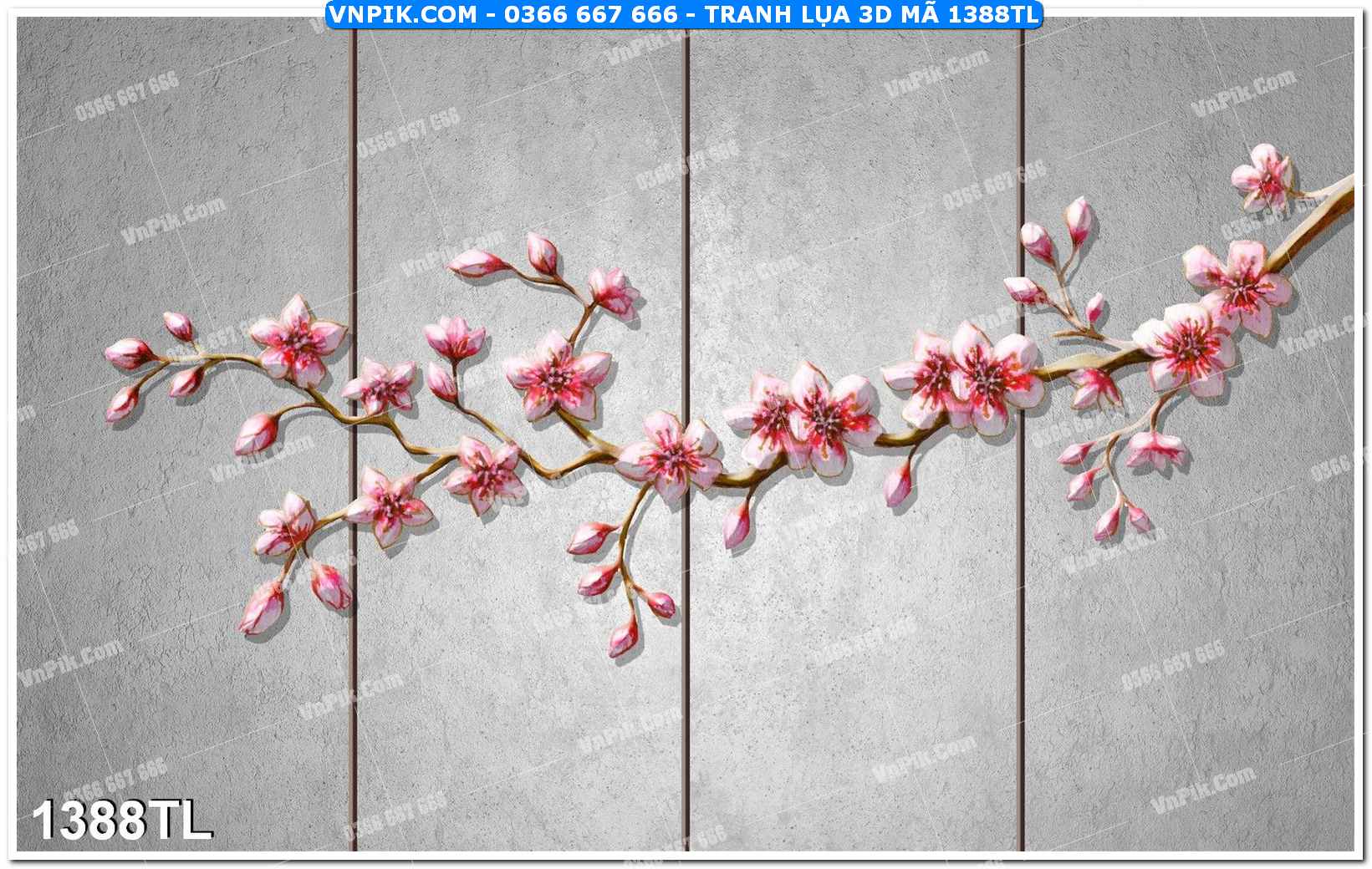 Tranh lụa 3D – Tranh trang trí dán tường 1388TL