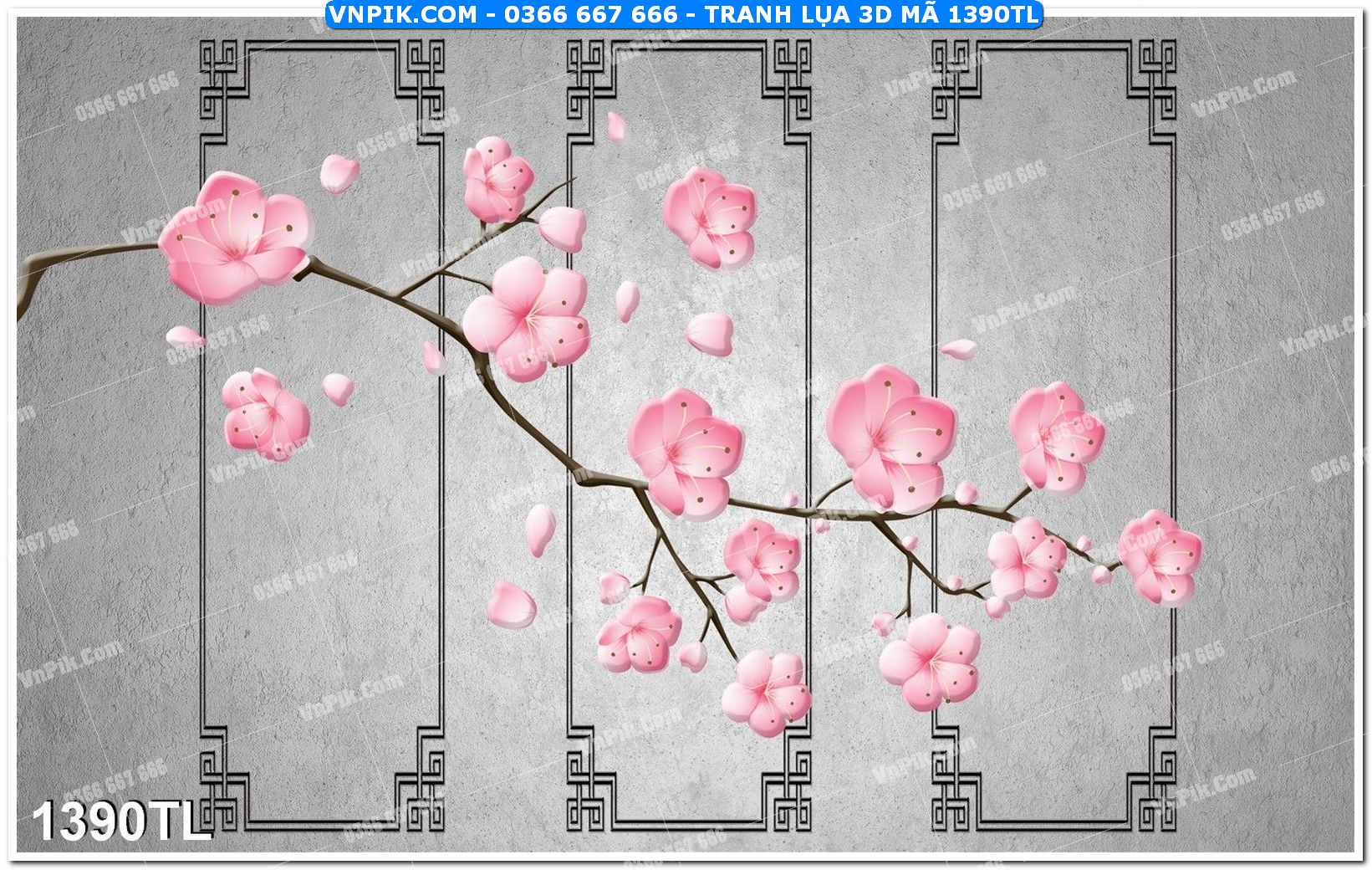 Tranh lụa 3D – Tranh trang trí dán tường 1390TL