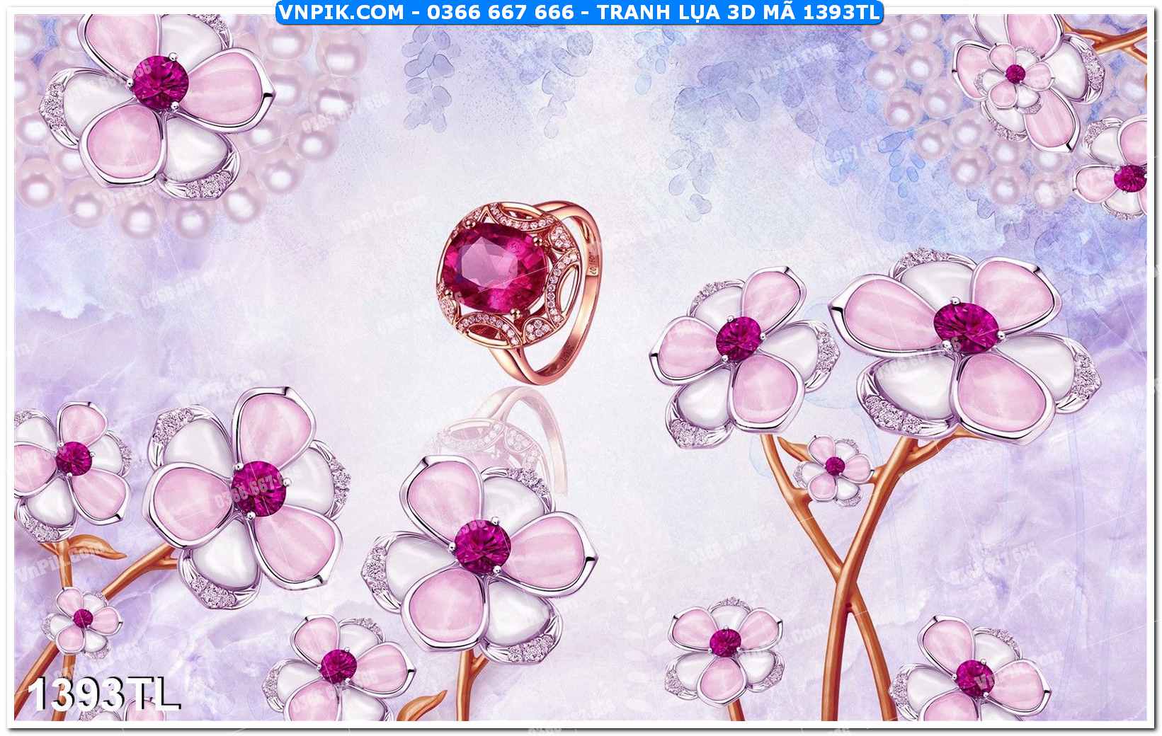 Tranh lụa 3D – Tranh trang trí dán tường 1393TL