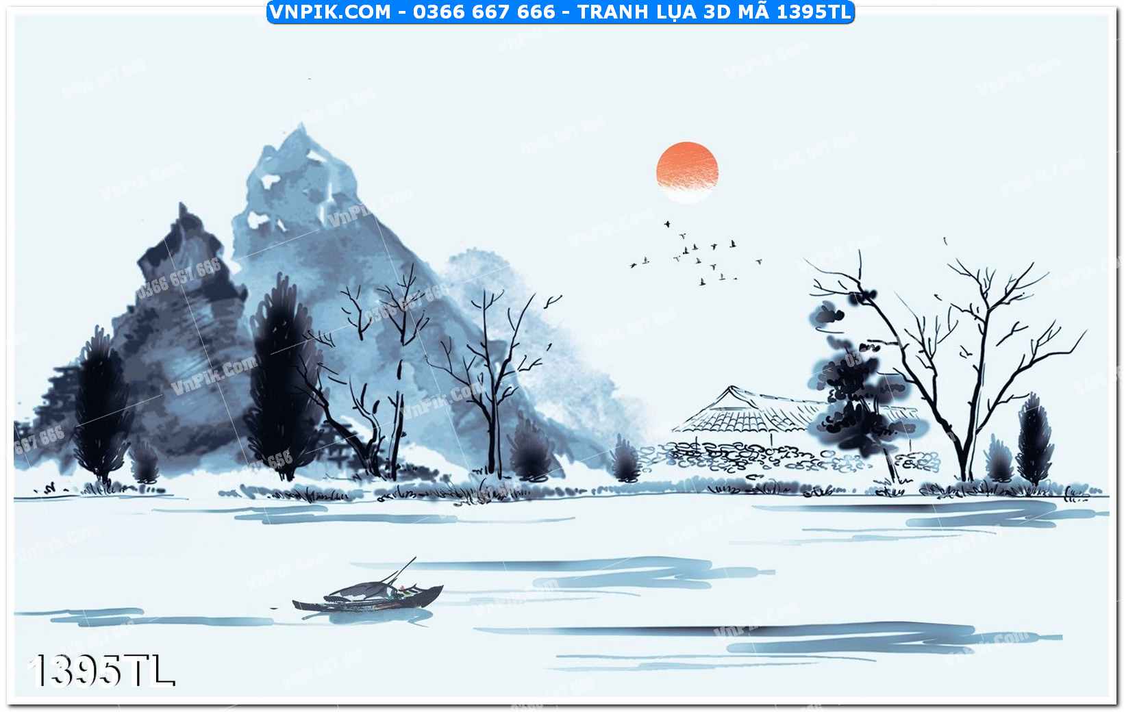Tranh lụa 3D – Tranh trang trí dán tường 1395TL