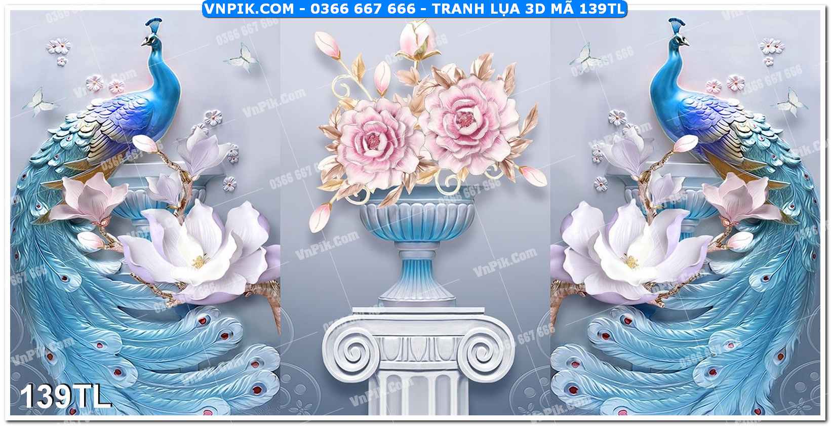 Tranh lụa 3D – Tranh trang trí dán tường 139TL