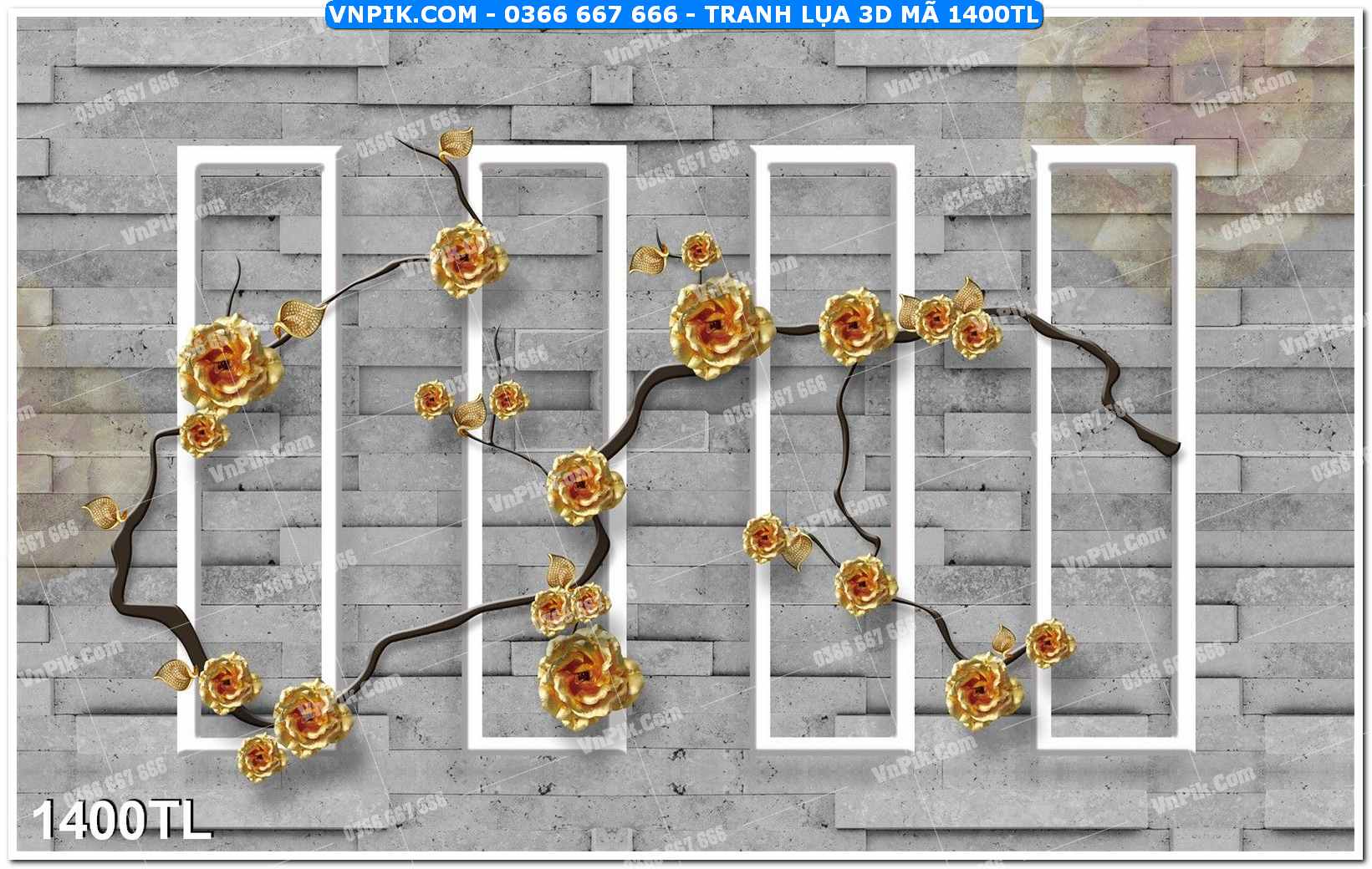 Tranh lụa 3D – Tranh trang trí dán tường 1400TL