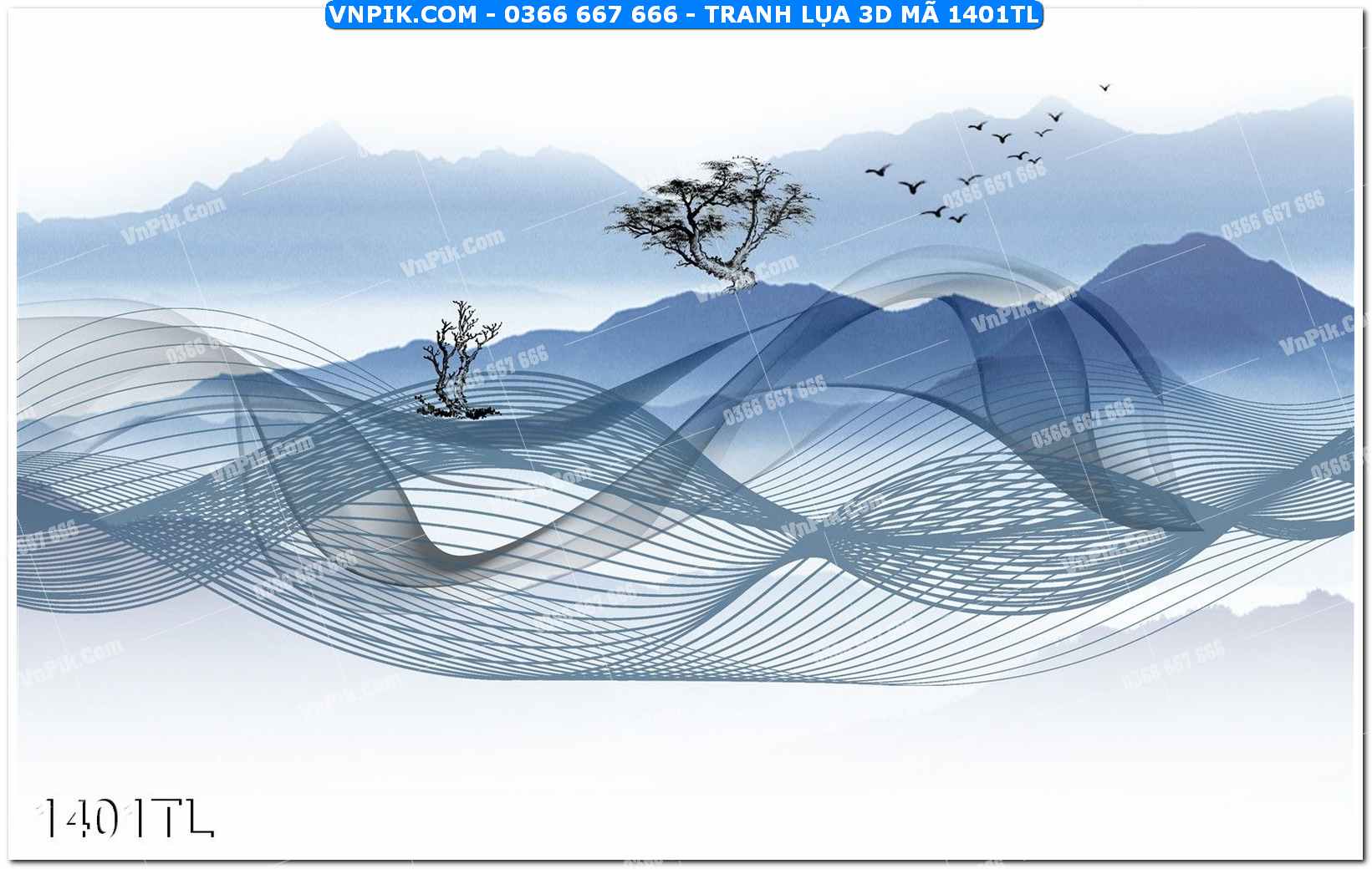 Tranh lụa 3D – Tranh trang trí dán tường 1401TL