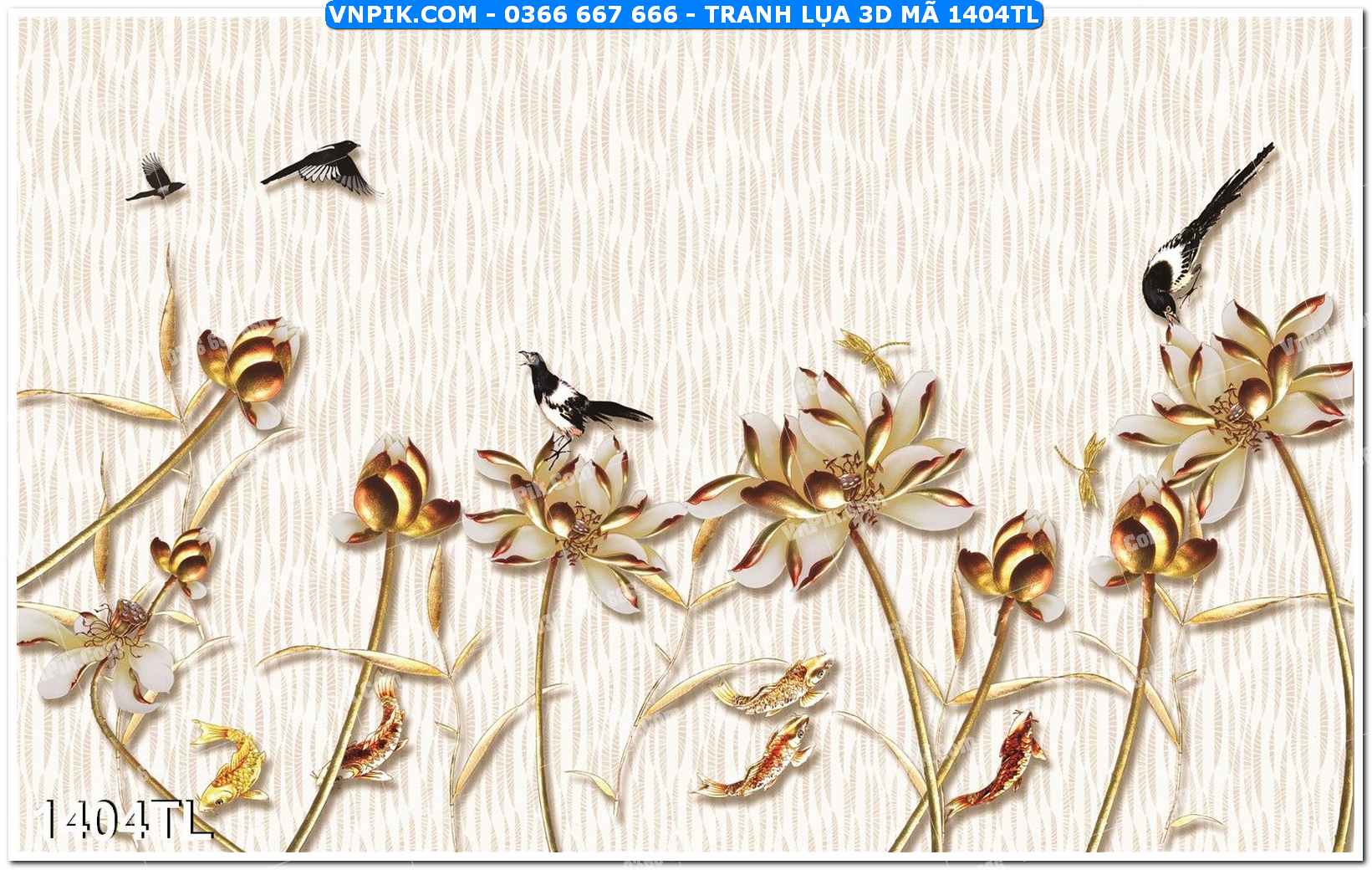 Tranh lụa 3D – Tranh trang trí dán tường 1404TL