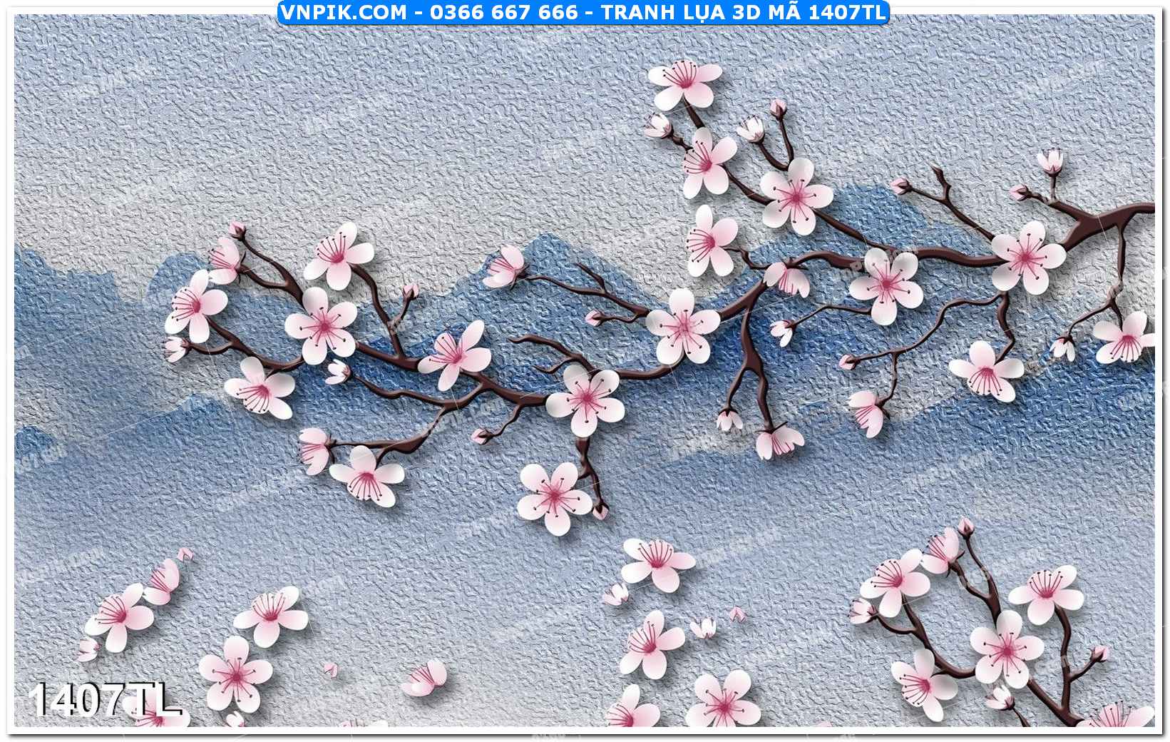 Tranh lụa 3D – Tranh trang trí dán tường 1407TL