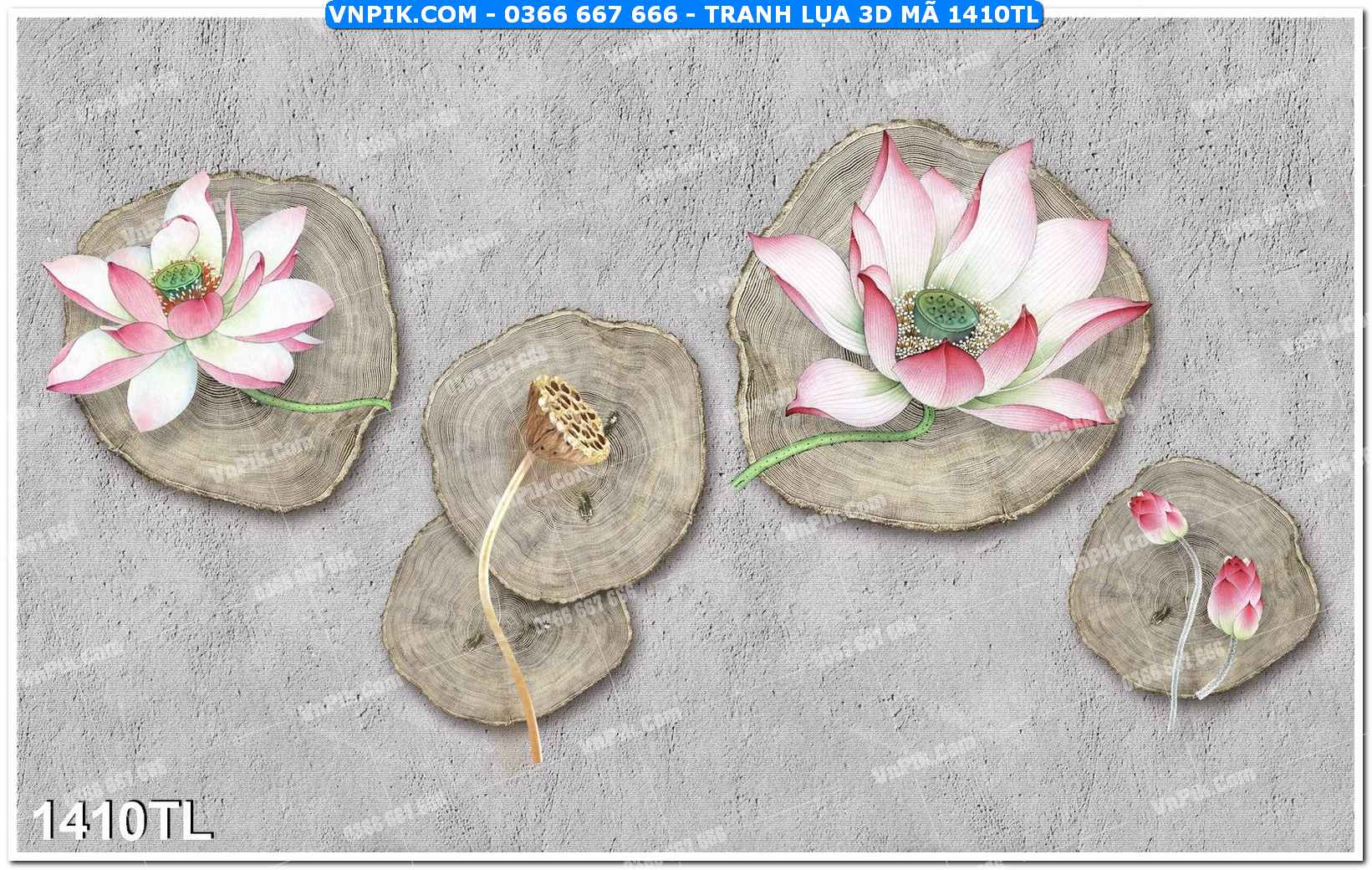 Tranh lụa 3D – Tranh trang trí dán tường 1410TL