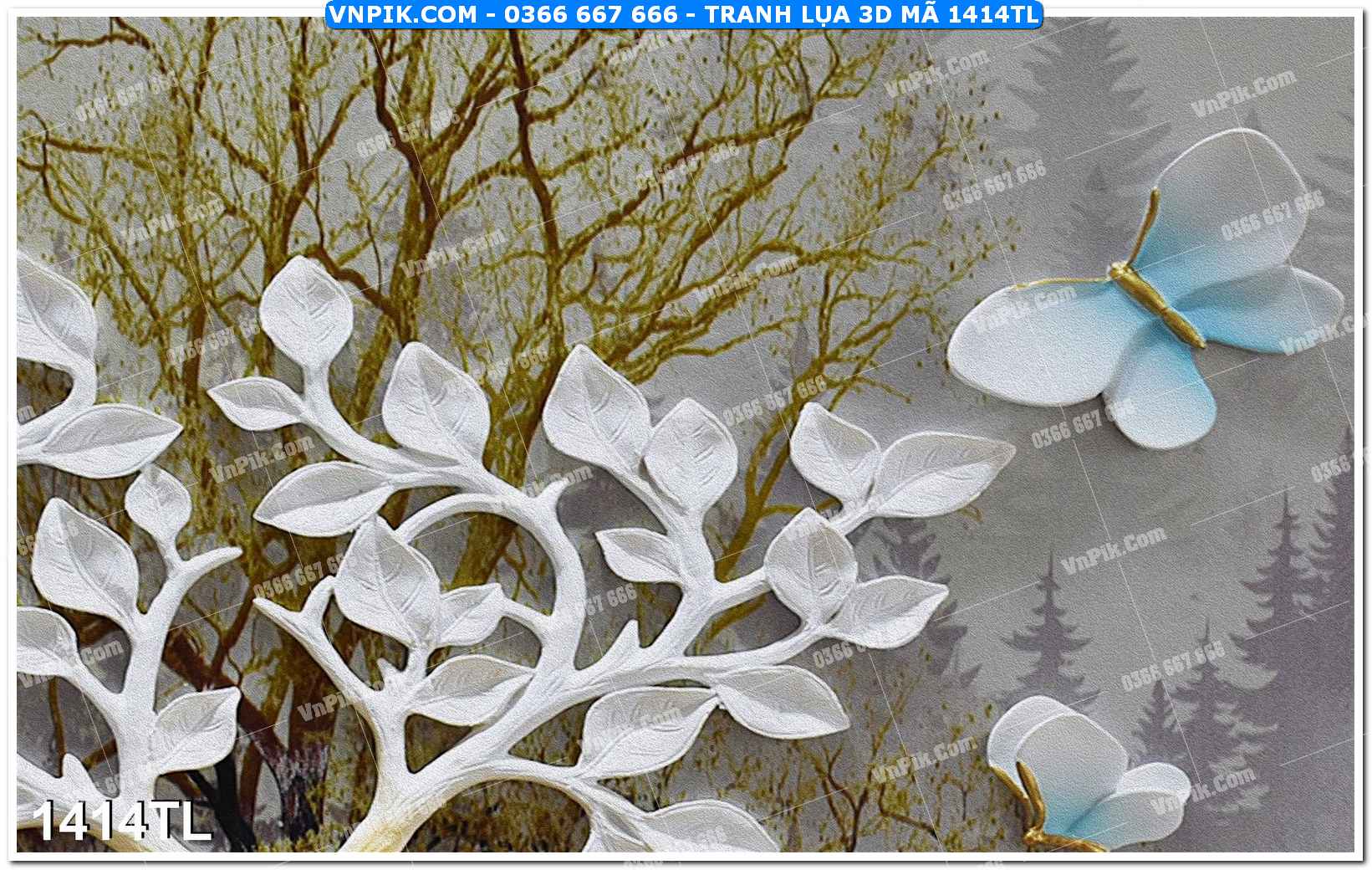 Tranh lụa 3D – Tranh trang trí dán tường 1414TL