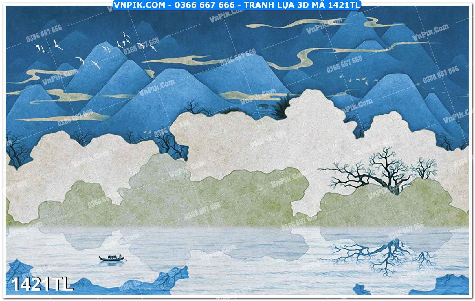 Tranh lụa 3D – Tranh trang trí dán tường 1421TL