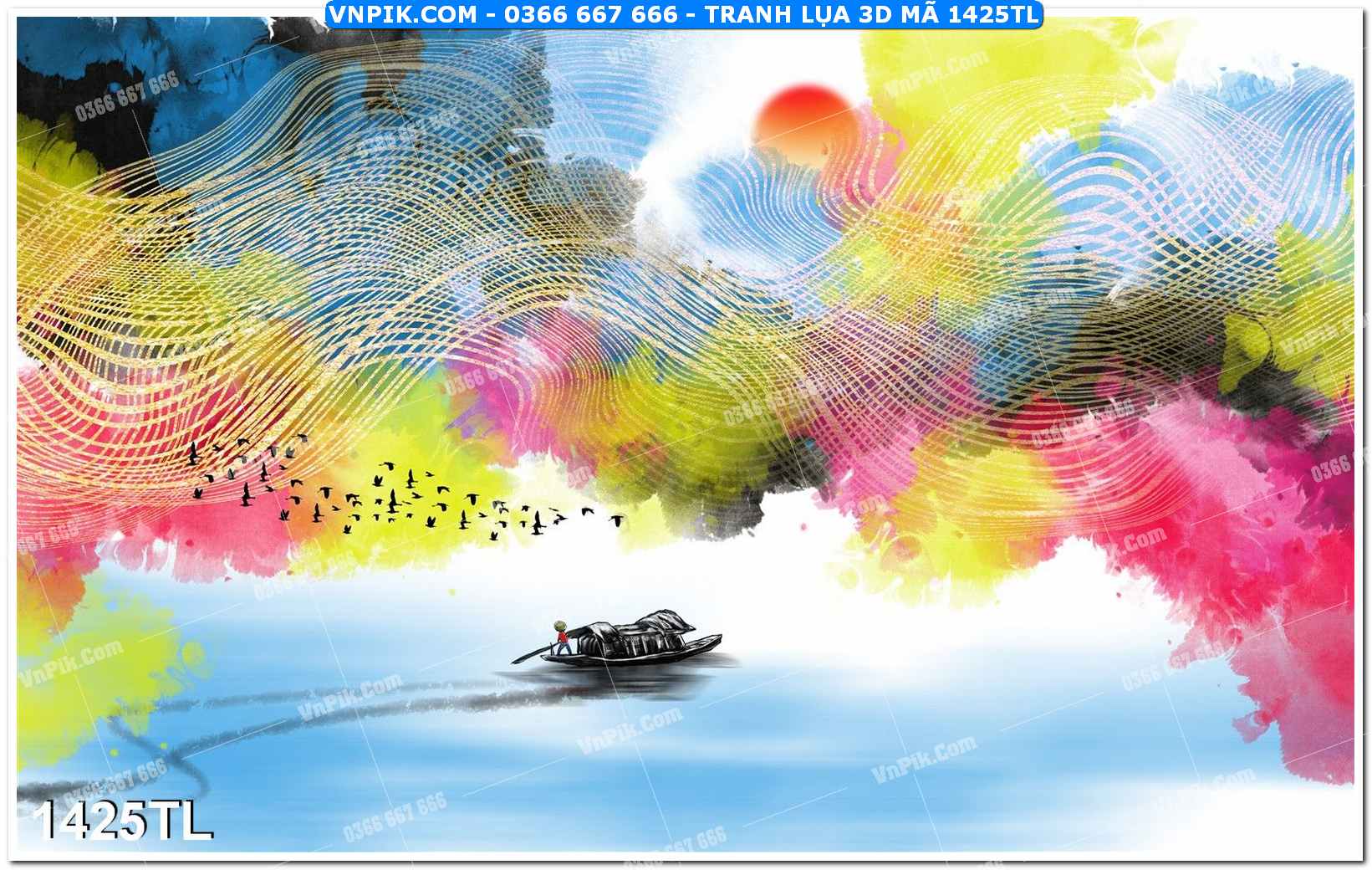 Tranh lụa 3D – Tranh trang trí dán tường 1425TL