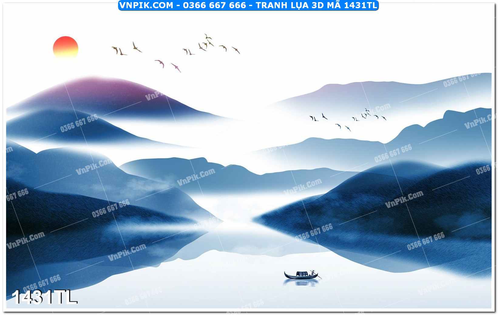 Tranh lụa 3D – Tranh trang trí dán tường 1431TL