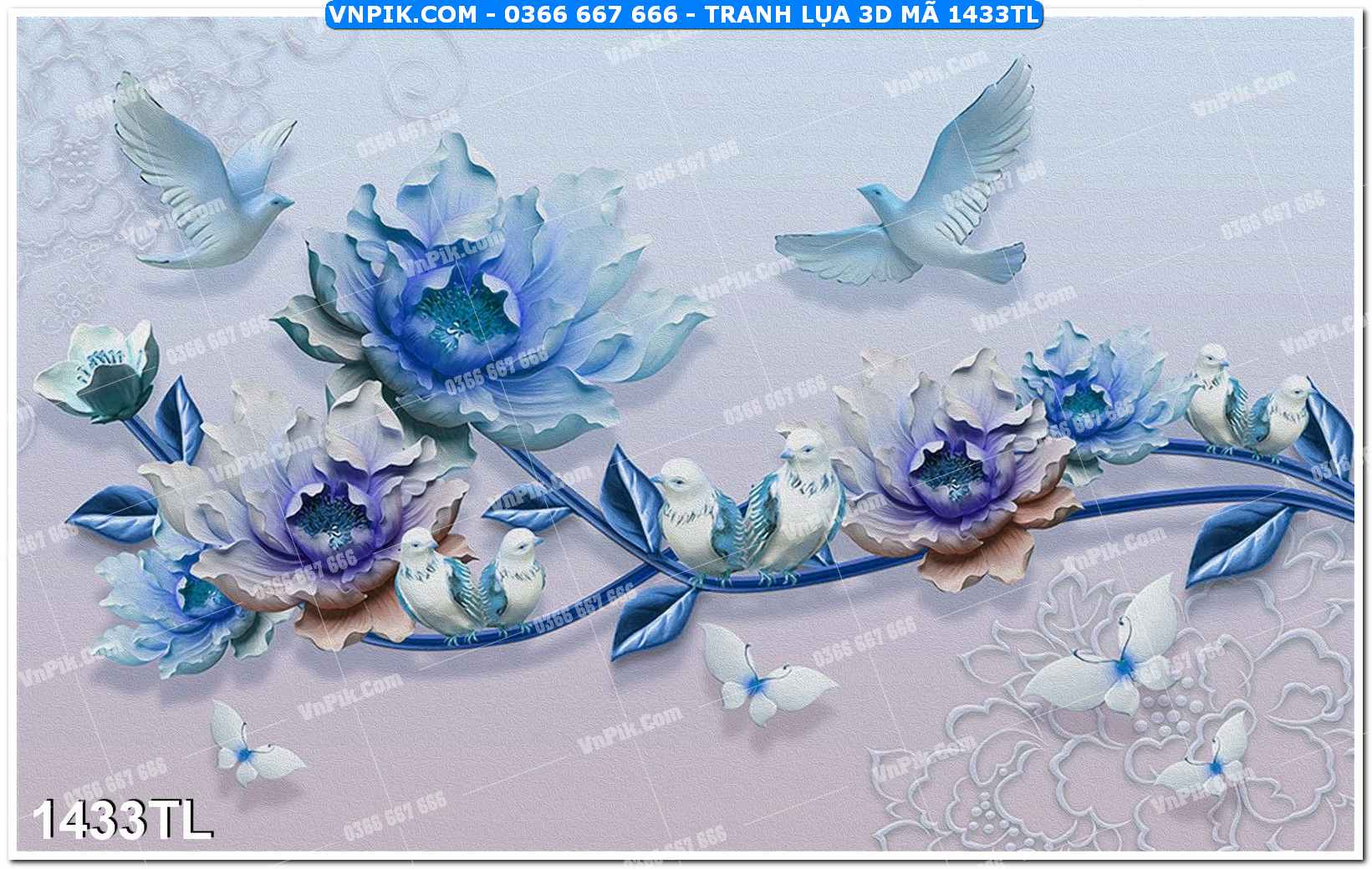 Tranh lụa 3D – Tranh trang trí dán tường 1433TL