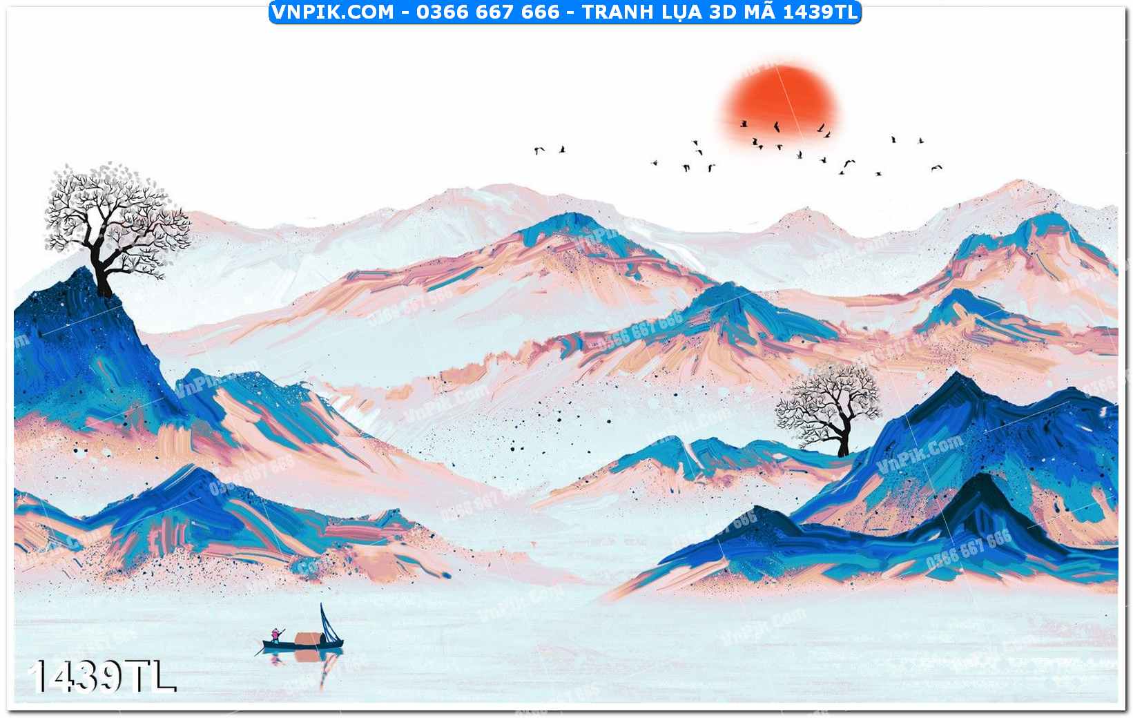 Tranh lụa 3D – Tranh trang trí dán tường 1439TL