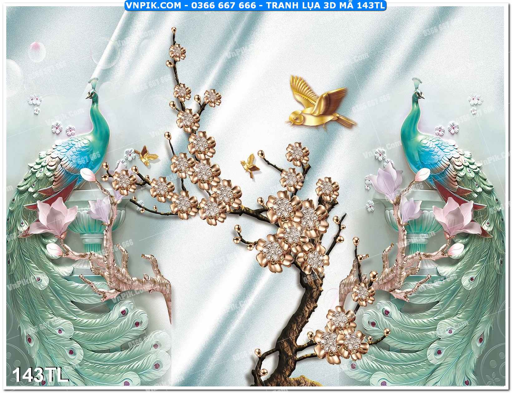 Tranh lụa 3D – Tranh trang trí dán tường 143TL