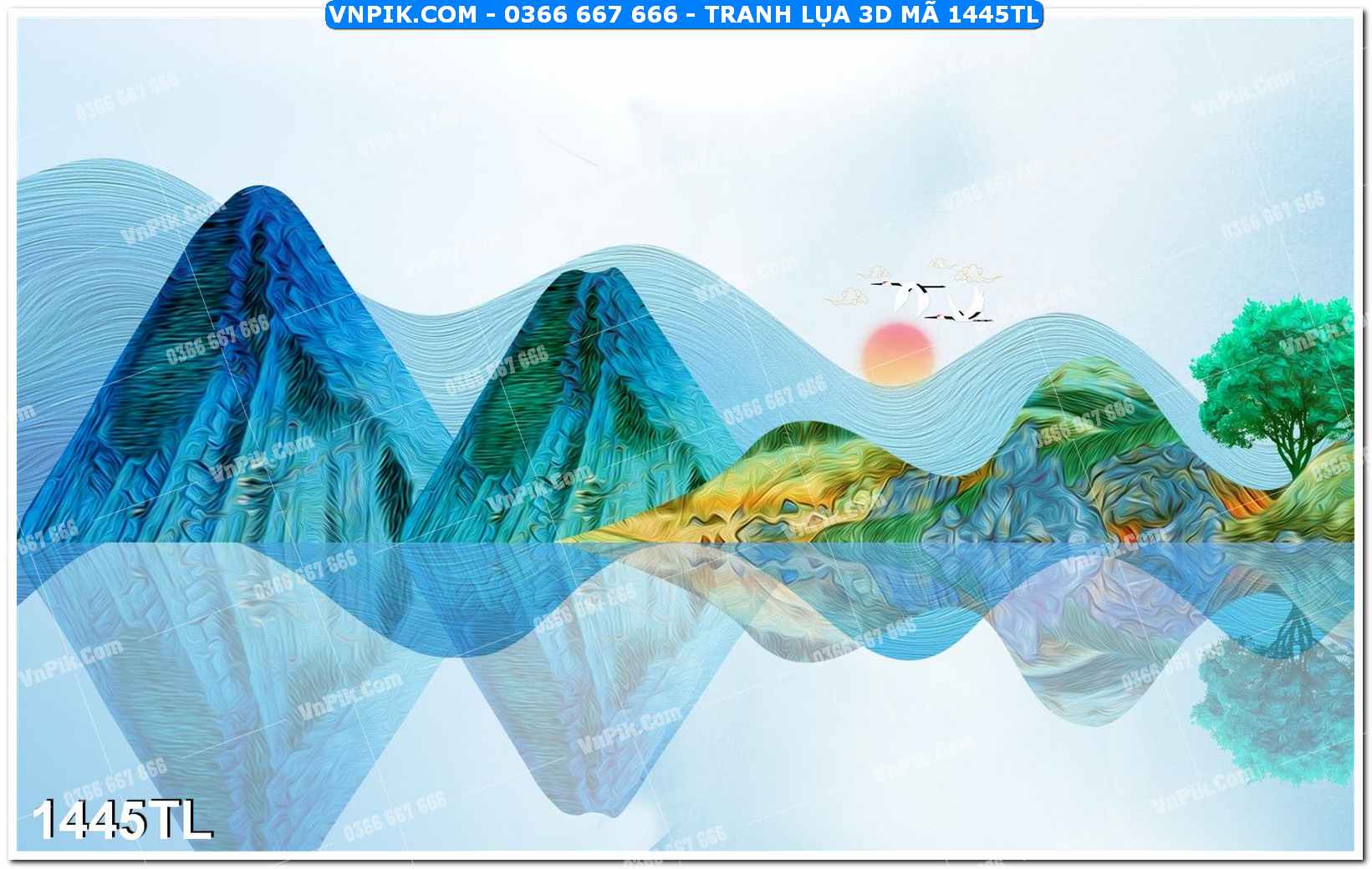 Tranh lụa 3D – Tranh trang trí dán tường 1445TL