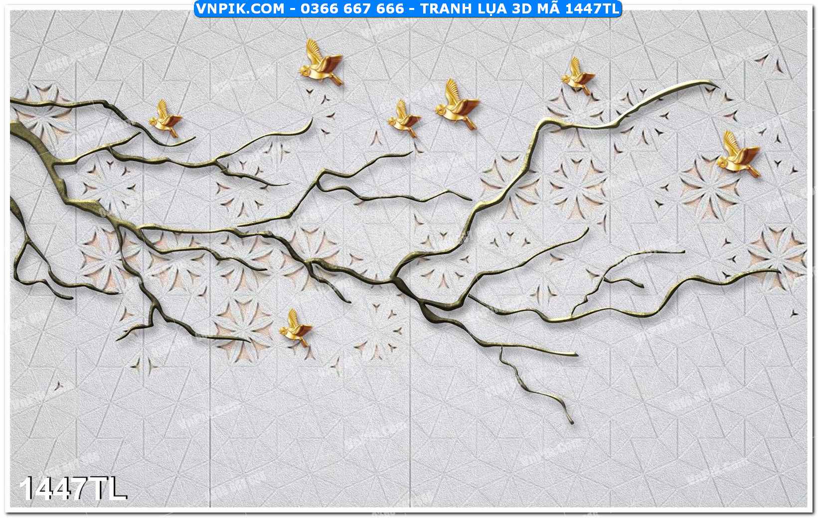 Tranh lụa 3D – Tranh trang trí dán tường 1447TL