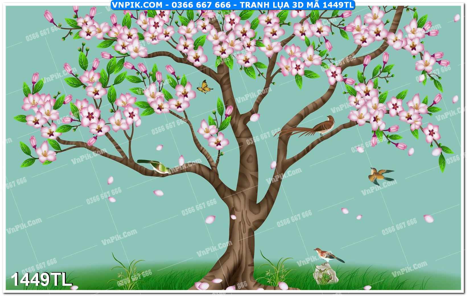 Tranh lụa 3D – Tranh trang trí dán tường 1449TL