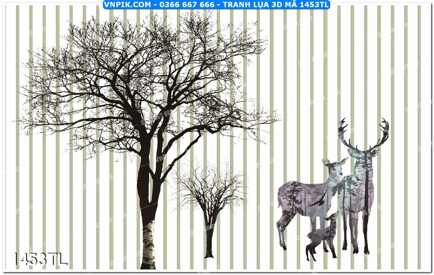 Tranh lụa 3D – Tranh trang trí dán tường 1453TL