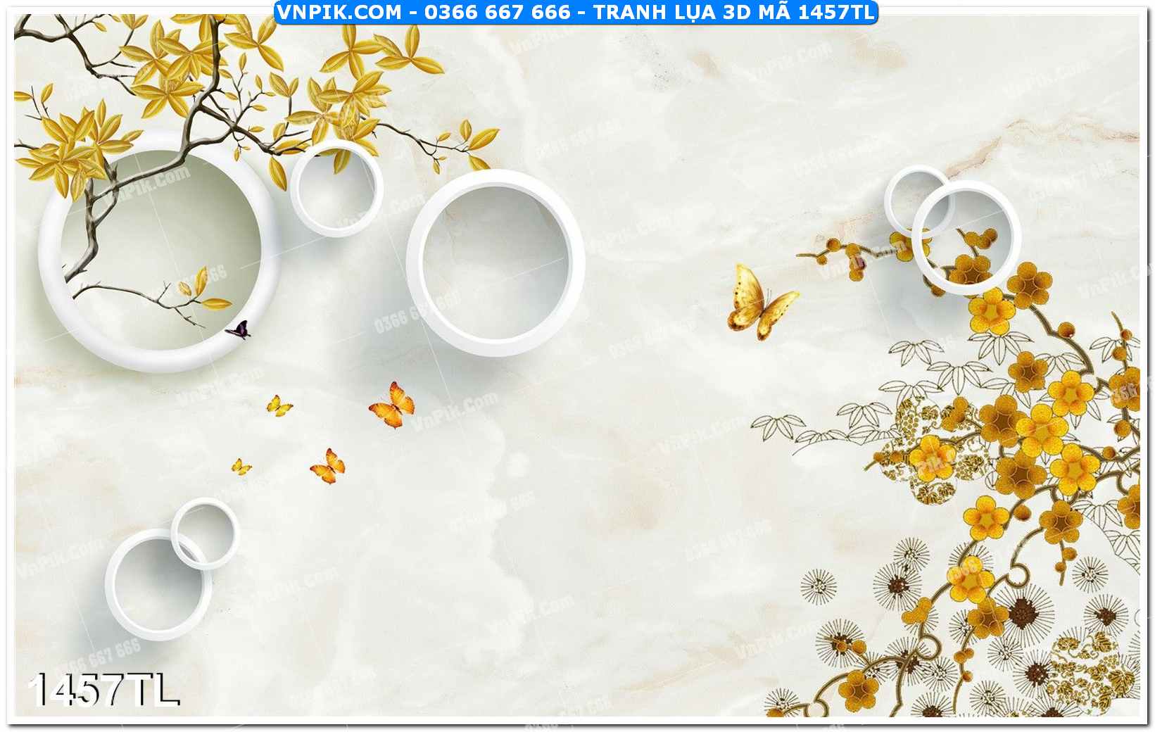 Tranh lụa 3D – Tranh trang trí dán tường 1457TL