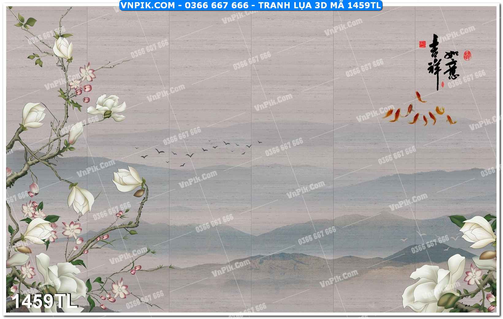 Tranh lụa 3D – Tranh trang trí dán tường 1459TL