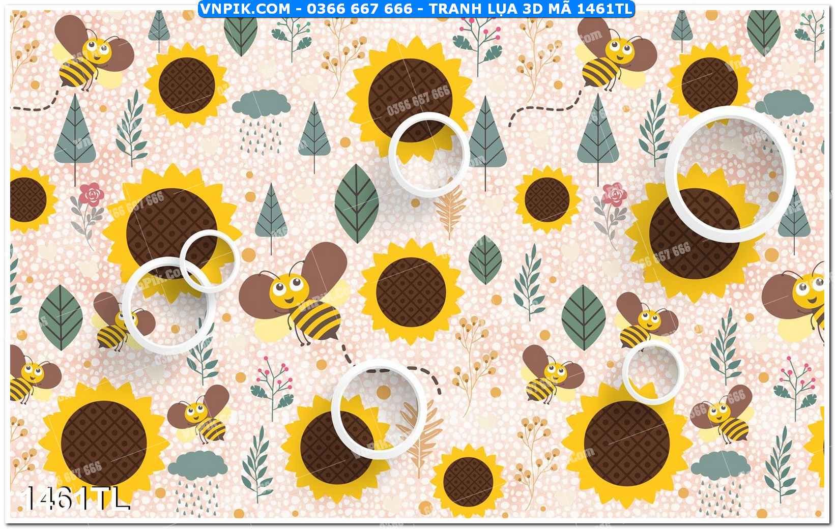 Tranh lụa 3D – Tranh trang trí dán tường 1461TL