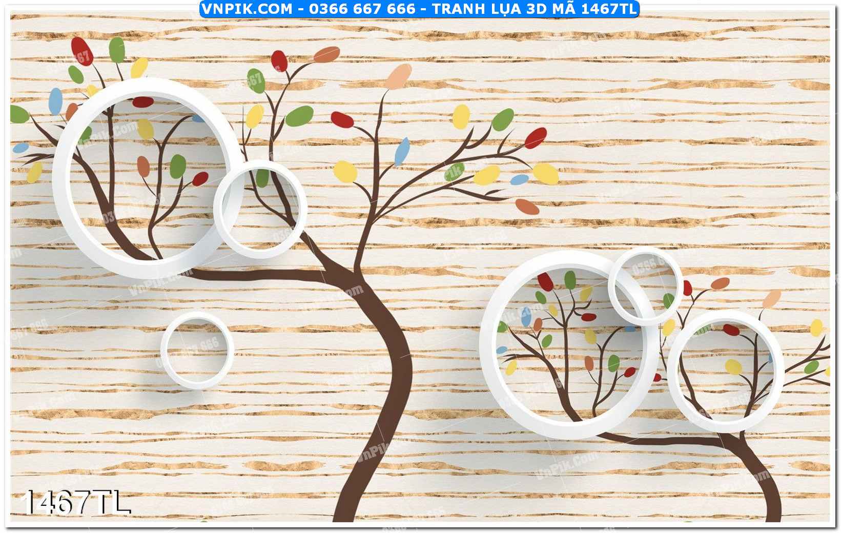 Tranh lụa 3D – Tranh trang trí dán tường 1467TL