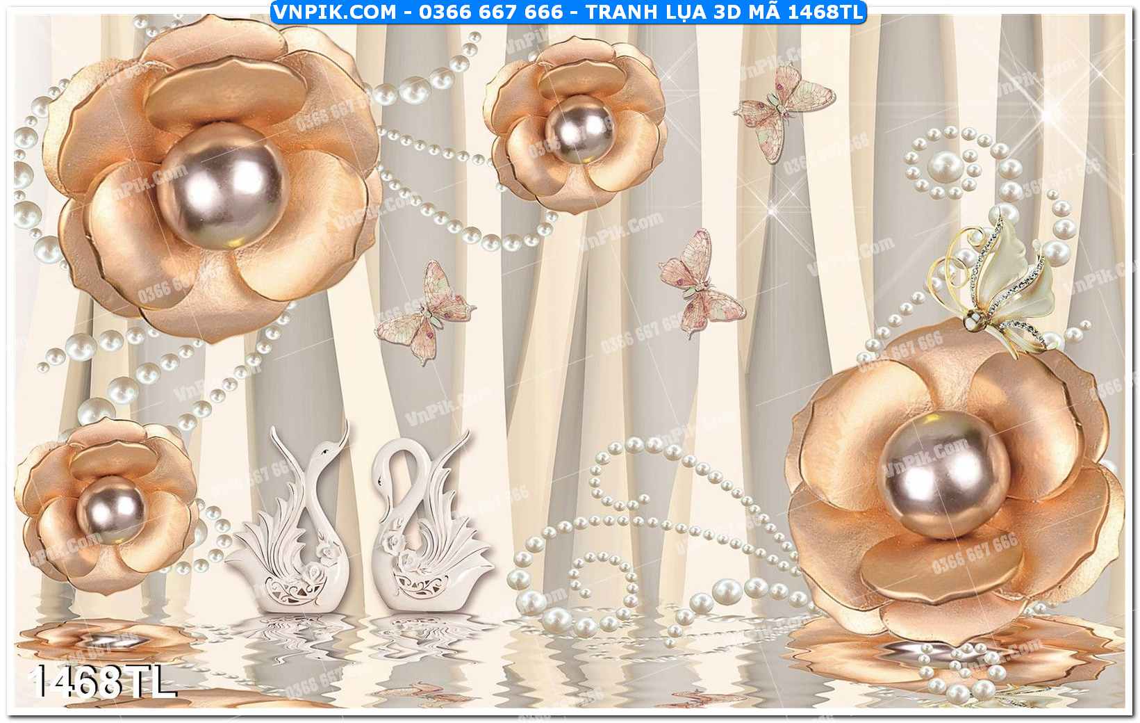 Tranh lụa 3D – Tranh trang trí dán tường 1468TL