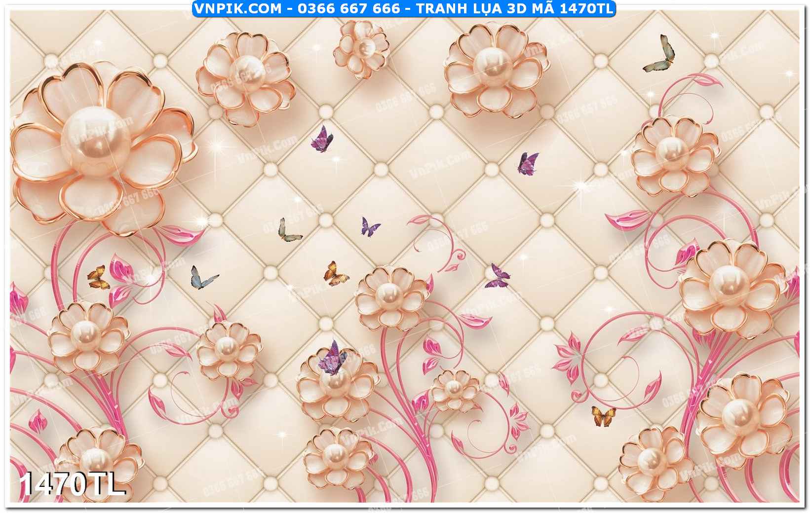 Tranh lụa 3D – Tranh trang trí dán tường 1470TL