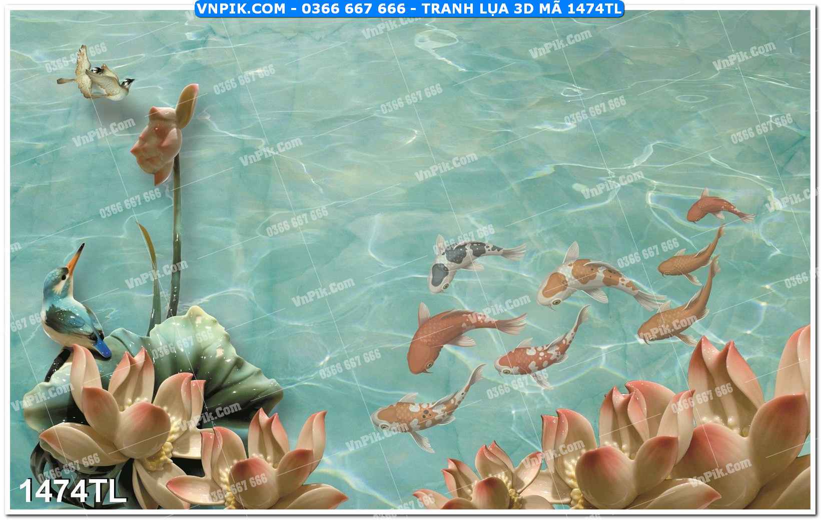 Tranh lụa 3D – Tranh trang trí dán tường 1474TL