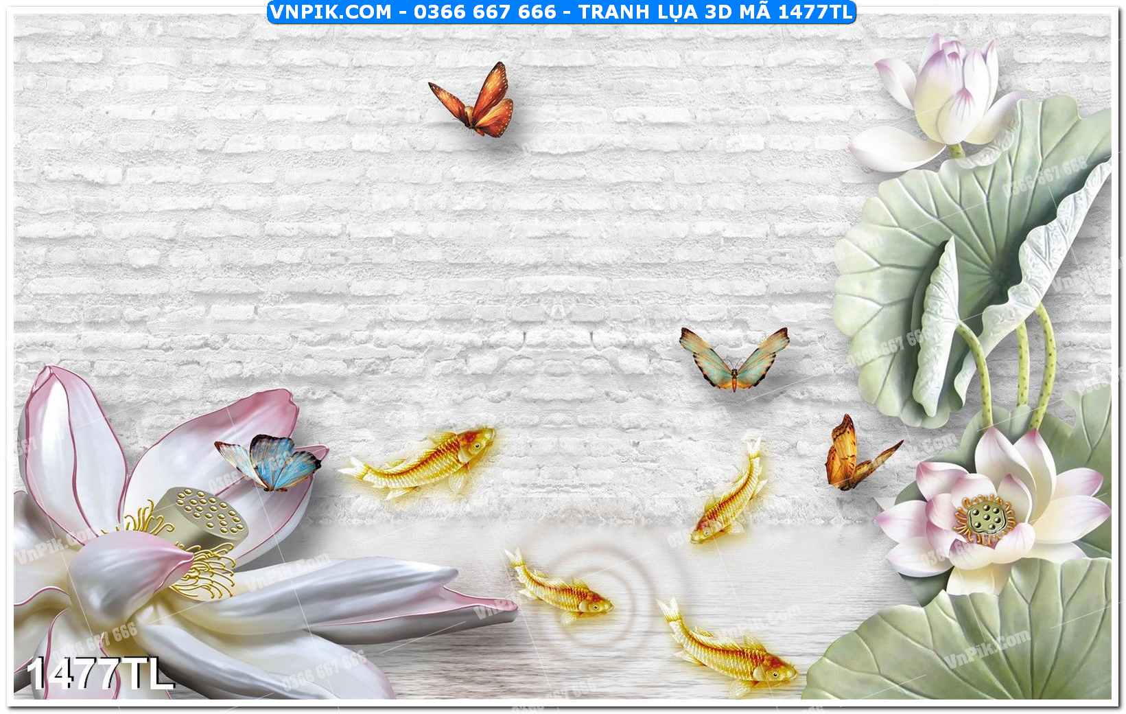 Tranh lụa 3D – Tranh trang trí dán tường 1477TL