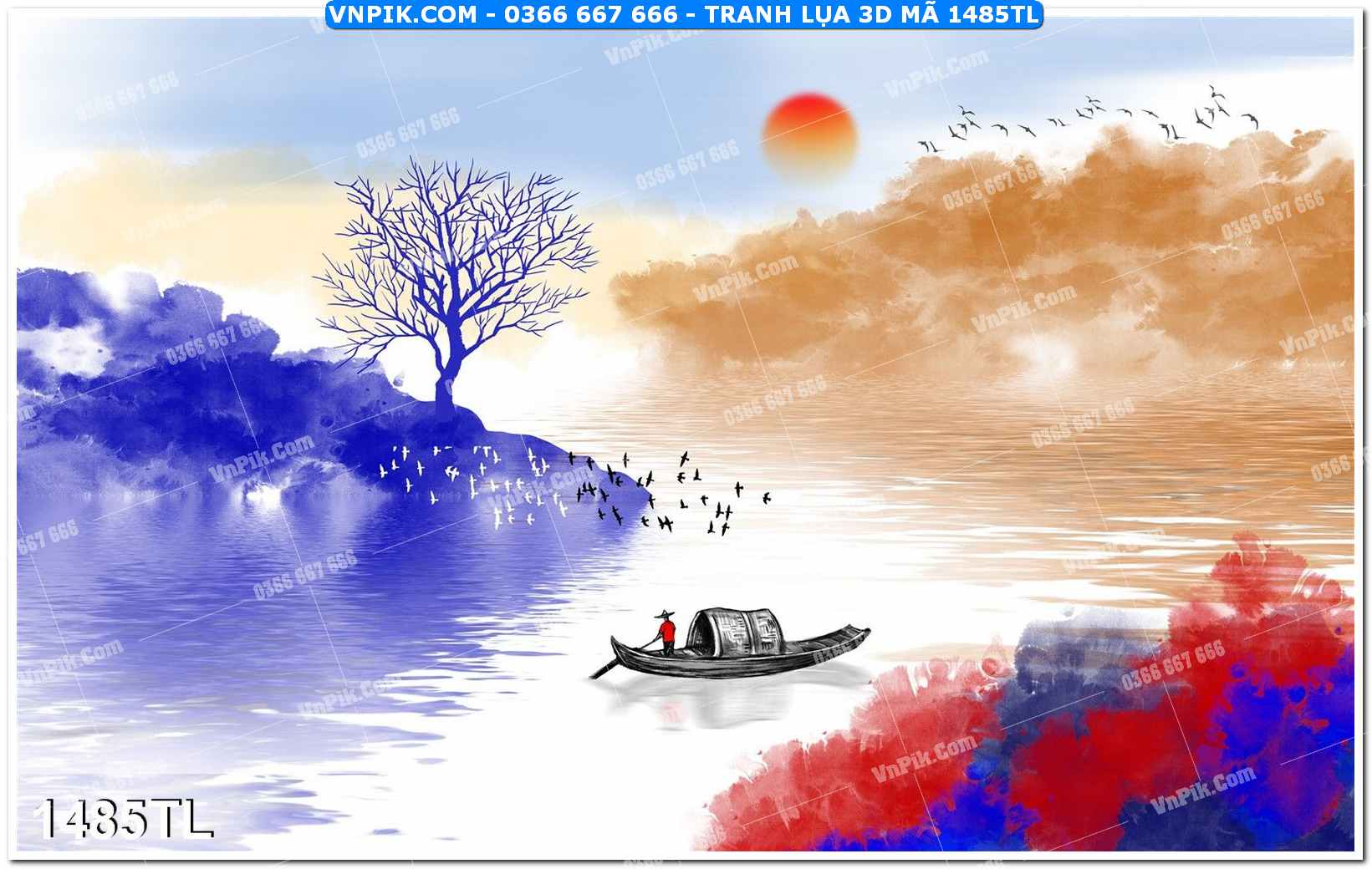 Tranh lụa 3D – Tranh trang trí dán tường 1485TL