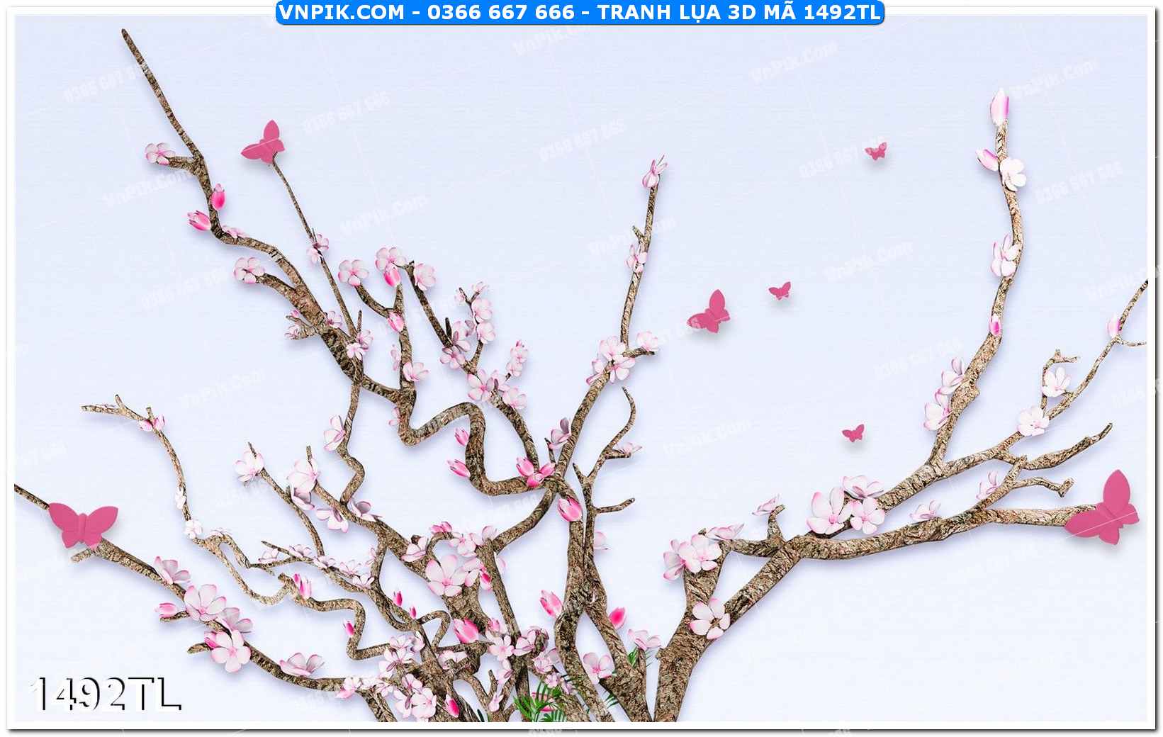 Tranh lụa 3D – Tranh trang trí dán tường 1492TL