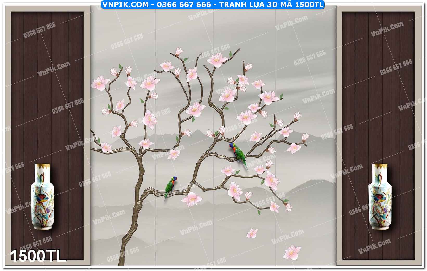 Tranh lụa 3D – Tranh trang trí dán tường 1500TL