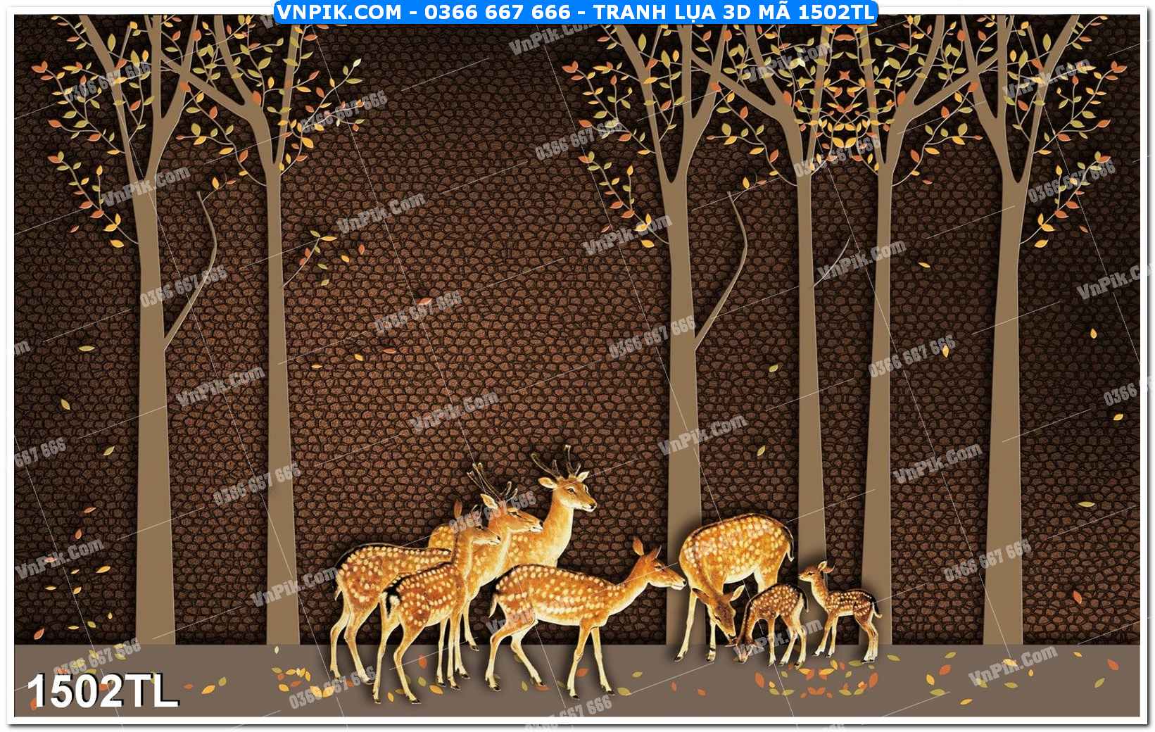 Tranh lụa 3D – Tranh trang trí dán tường 1502TL