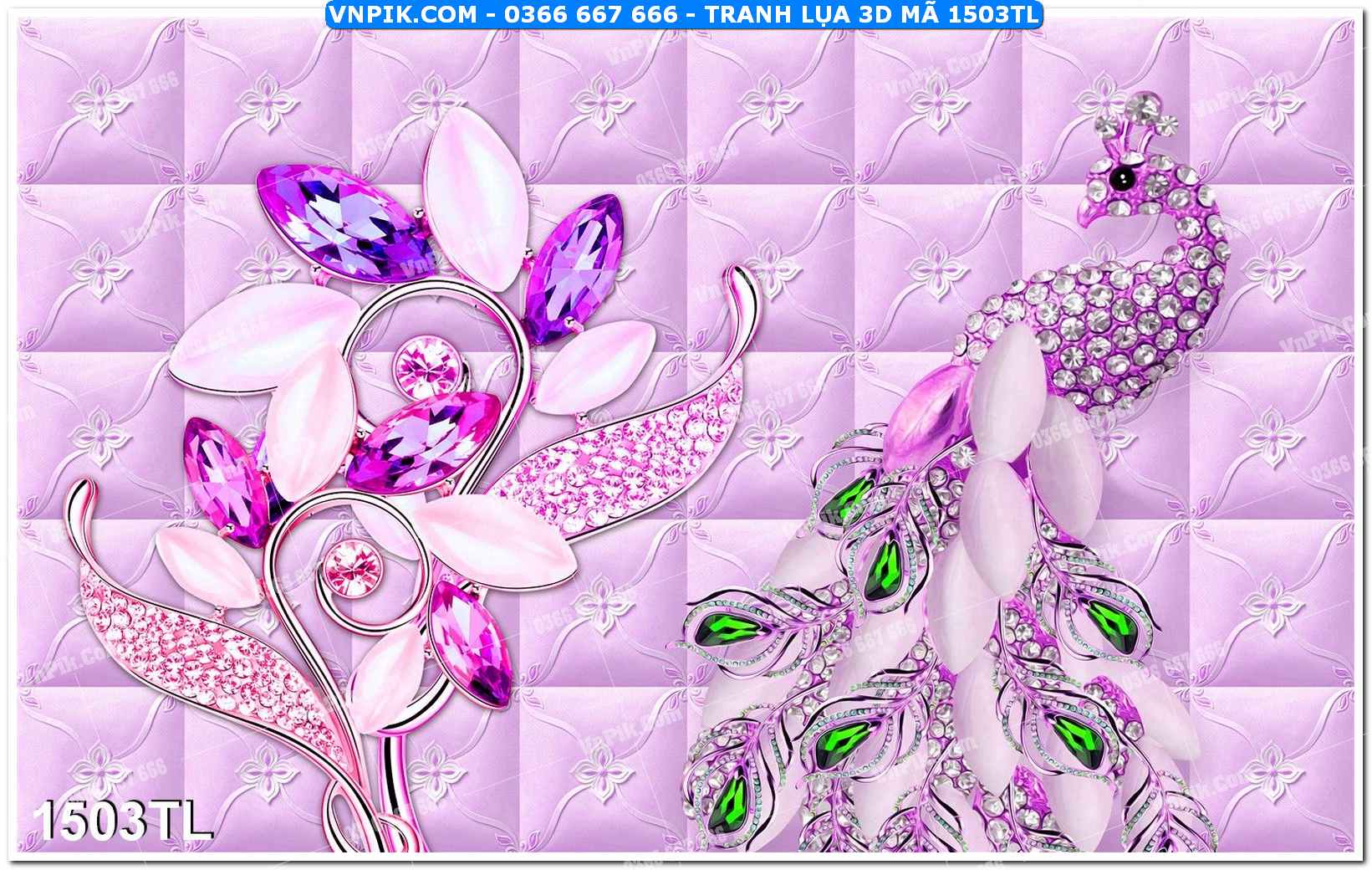 Tranh lụa 3D – Tranh trang trí dán tường 1503TL