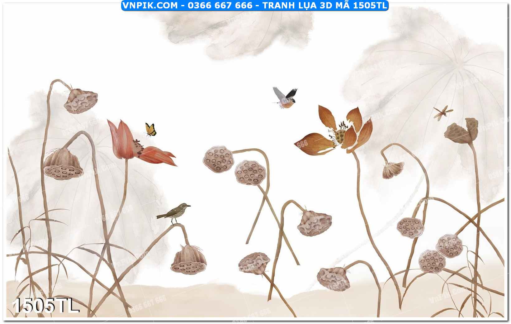Tranh lụa 3D – Tranh trang trí dán tường 1505TL