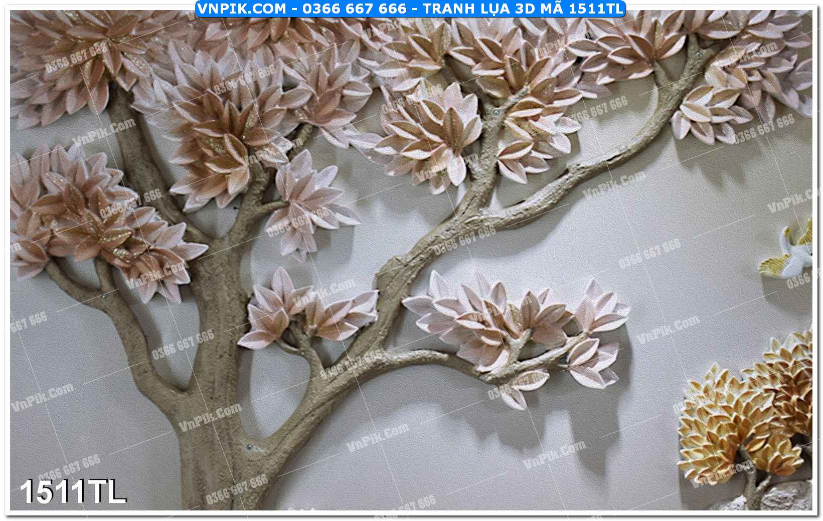 Tranh lụa 3D – Tranh trang trí dán tường 1511TL