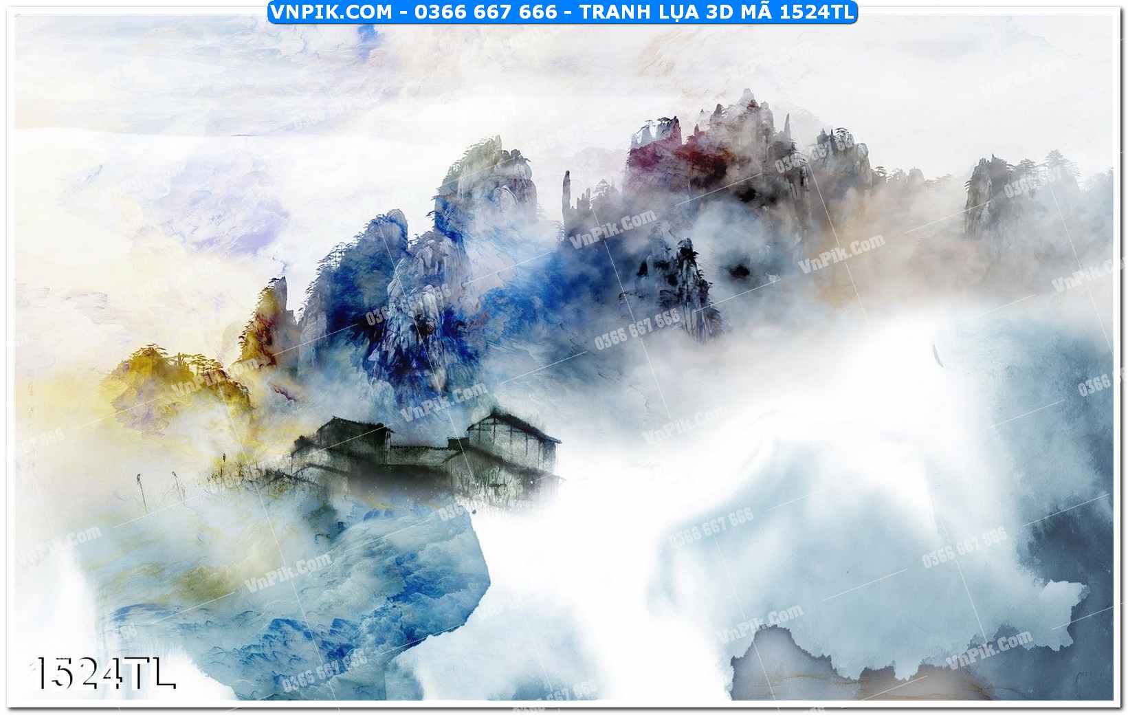 Tranh lụa 3D – Tranh trang trí dán tường 1524TL