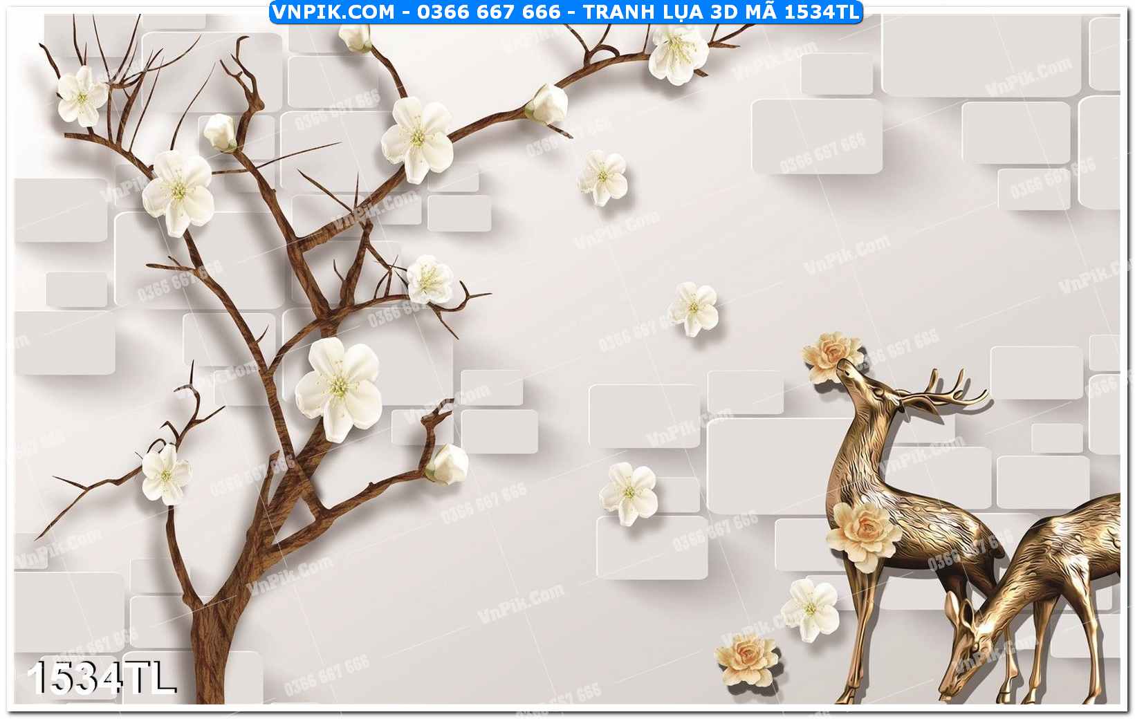 Tranh lụa 3D – Tranh trang trí dán tường 1534TL