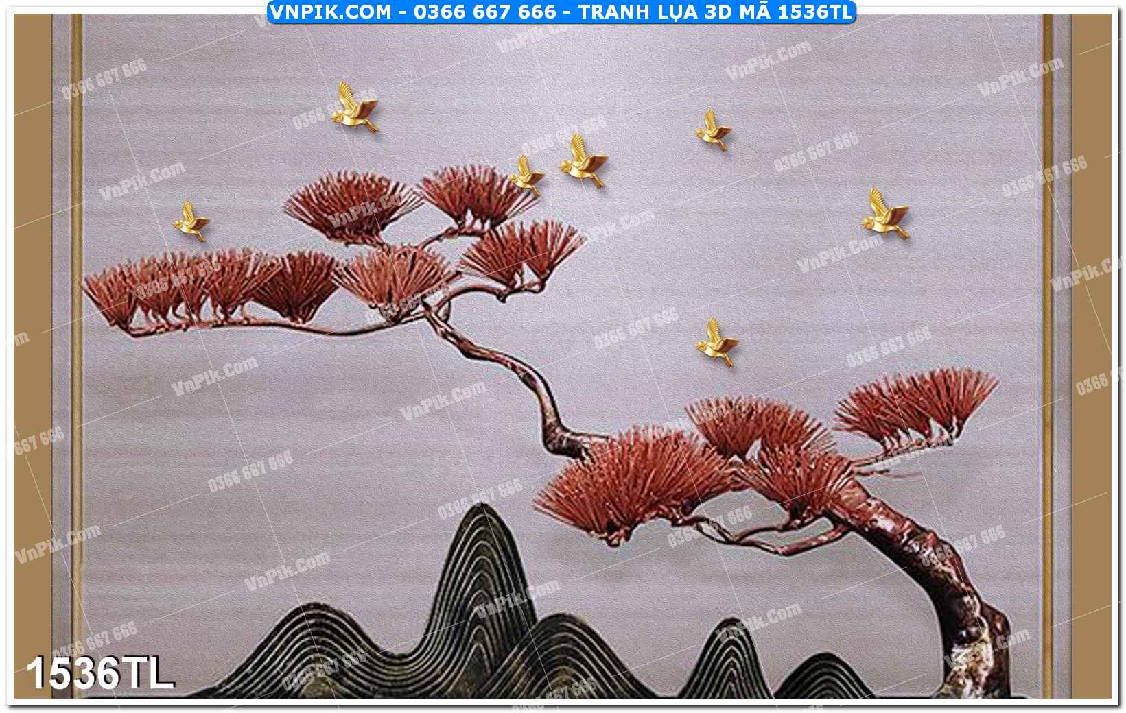 Tranh lụa 3D – Tranh trang trí dán tường 1536TL