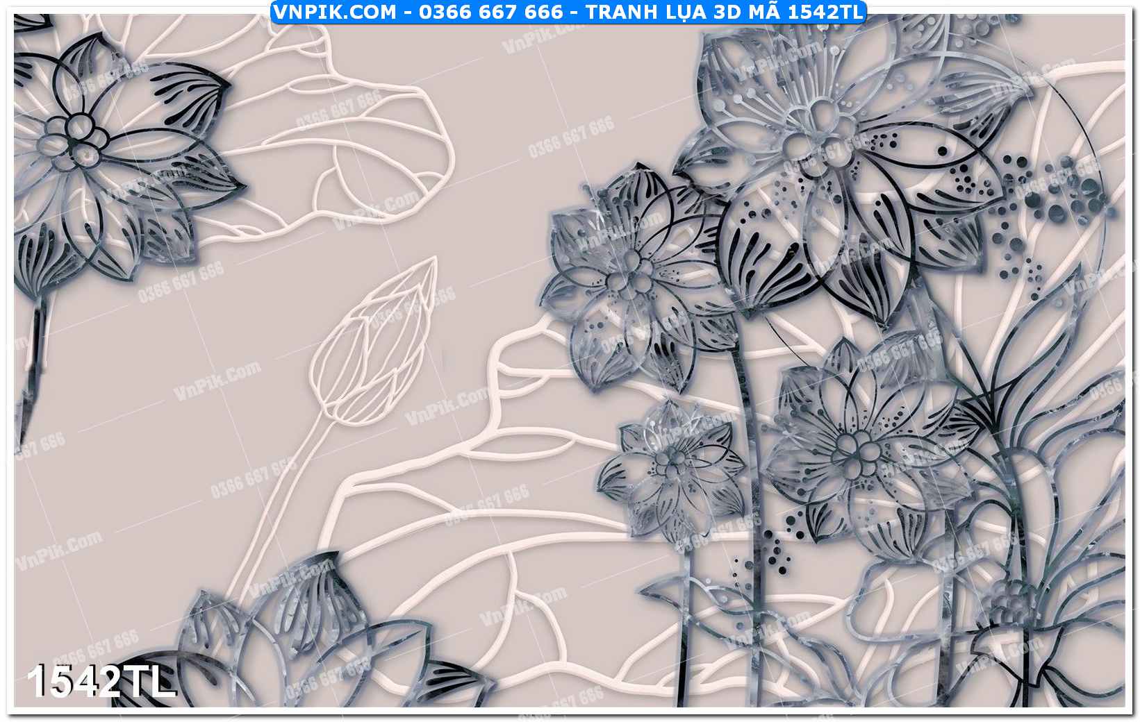 Tranh lụa 3D – Tranh trang trí dán tường 1542TL