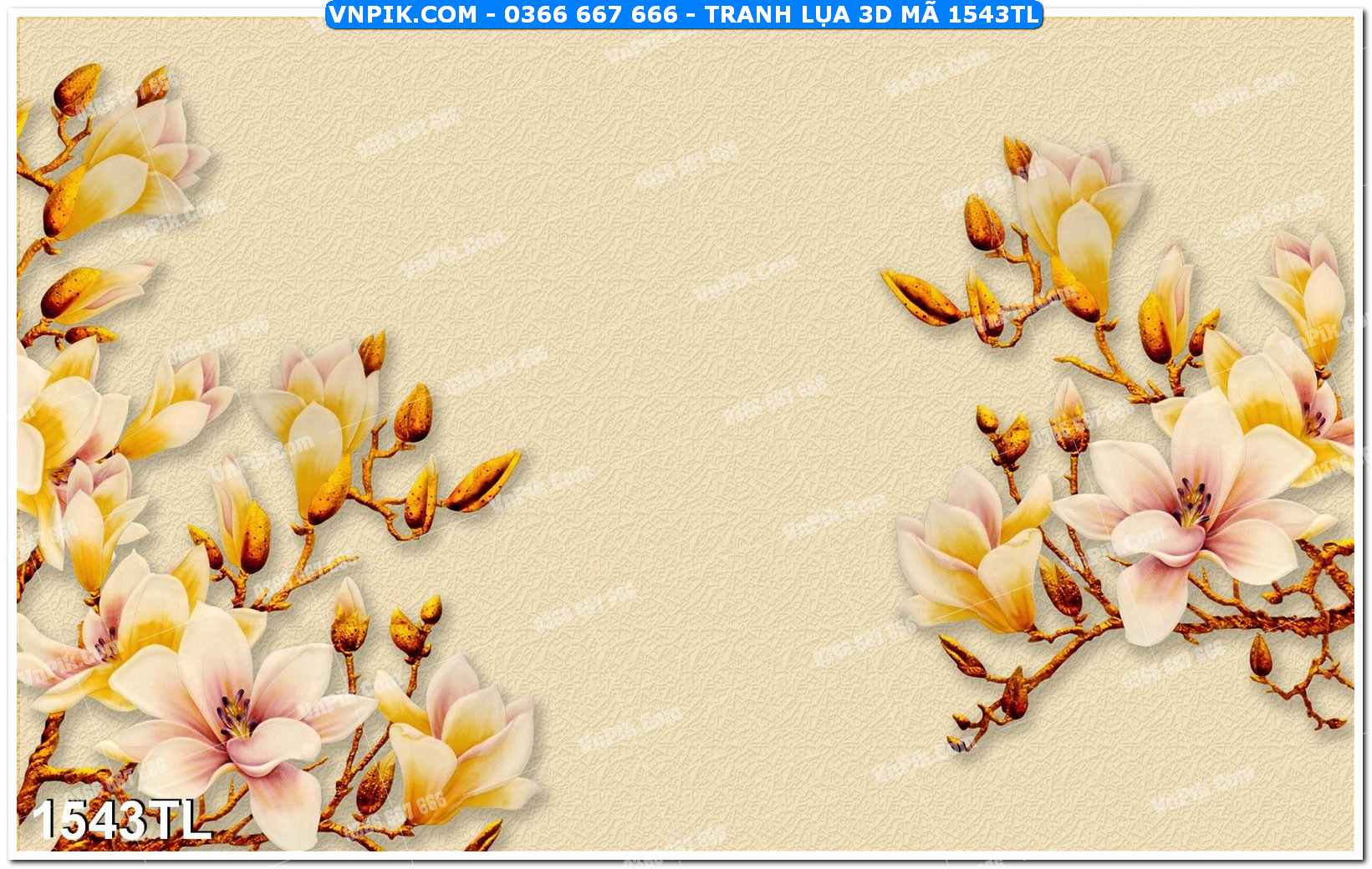 Tranh lụa 3D – Tranh trang trí dán tường 1543TL