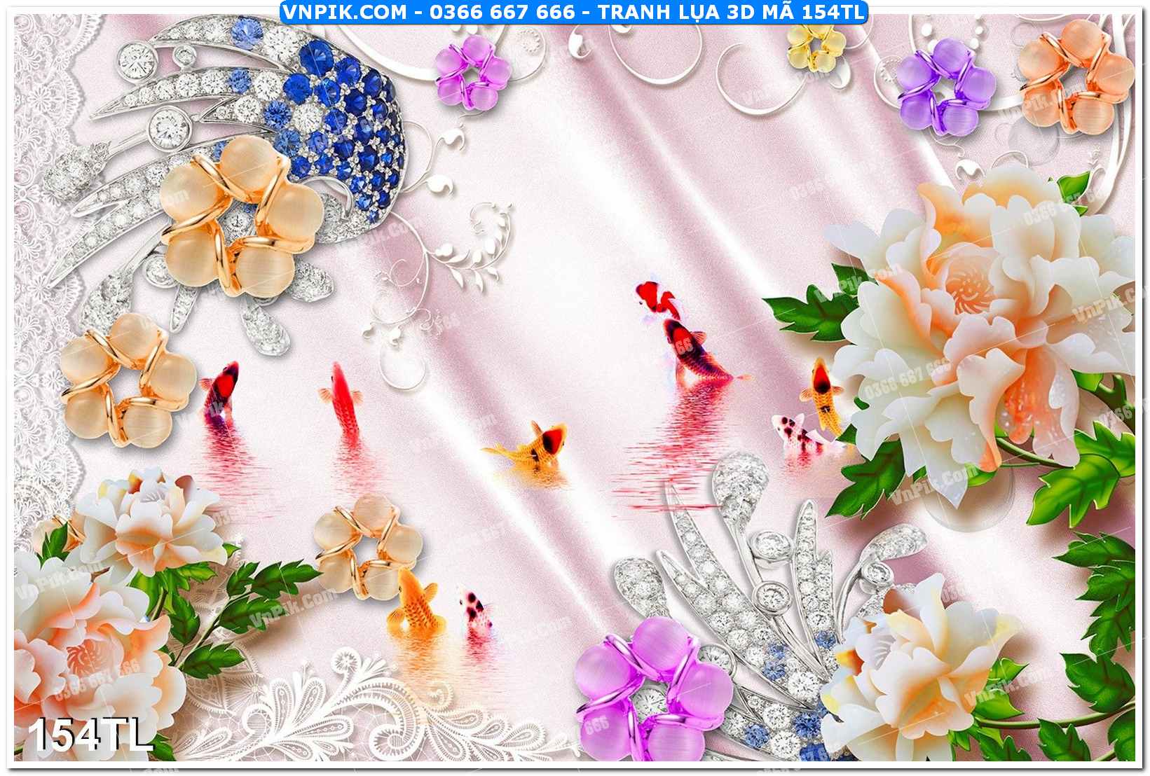 Tranh lụa 3D – Tranh trang trí dán tường 154TL