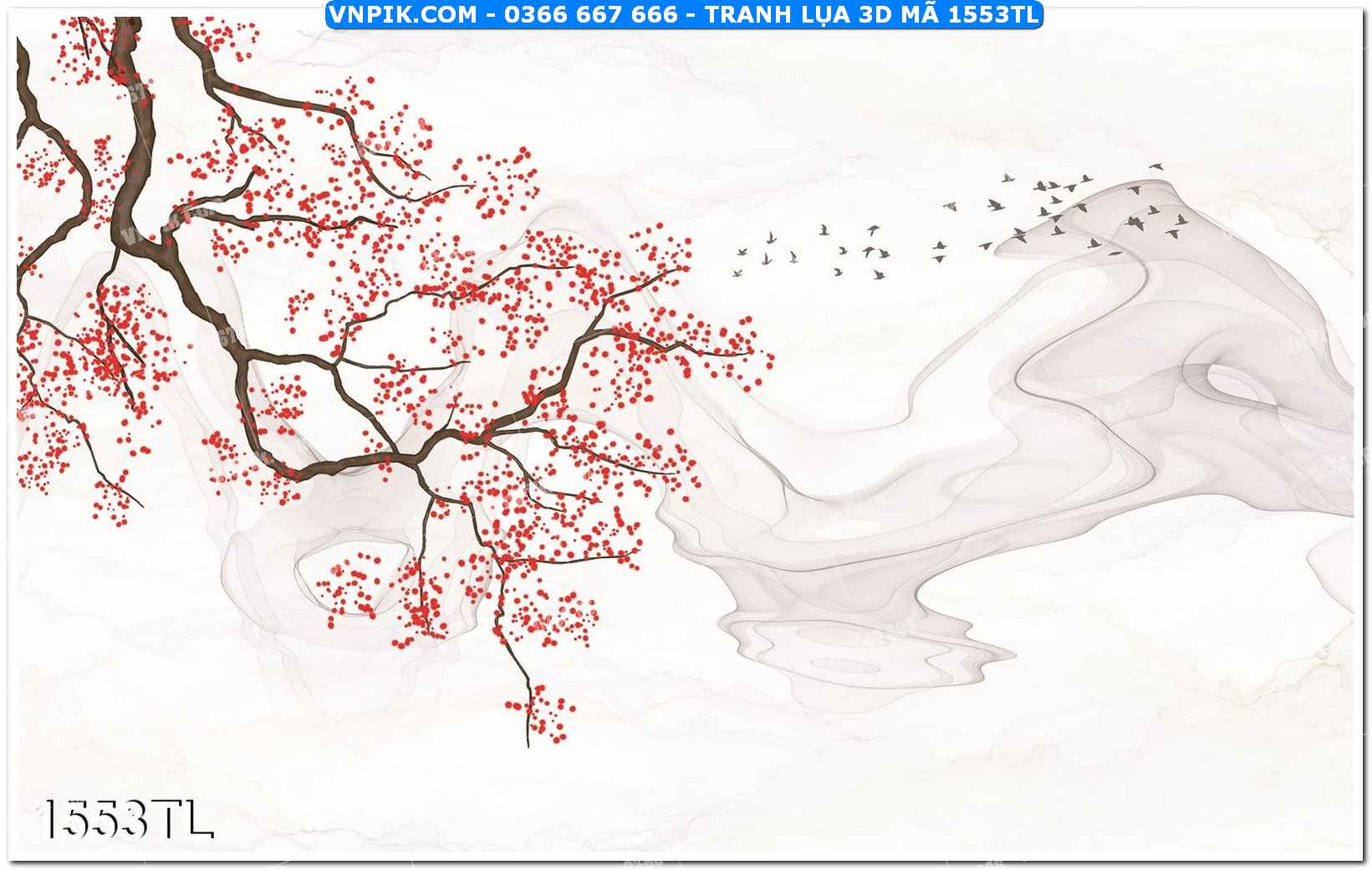 Tranh lụa 3D – Tranh trang trí dán tường 1553TL